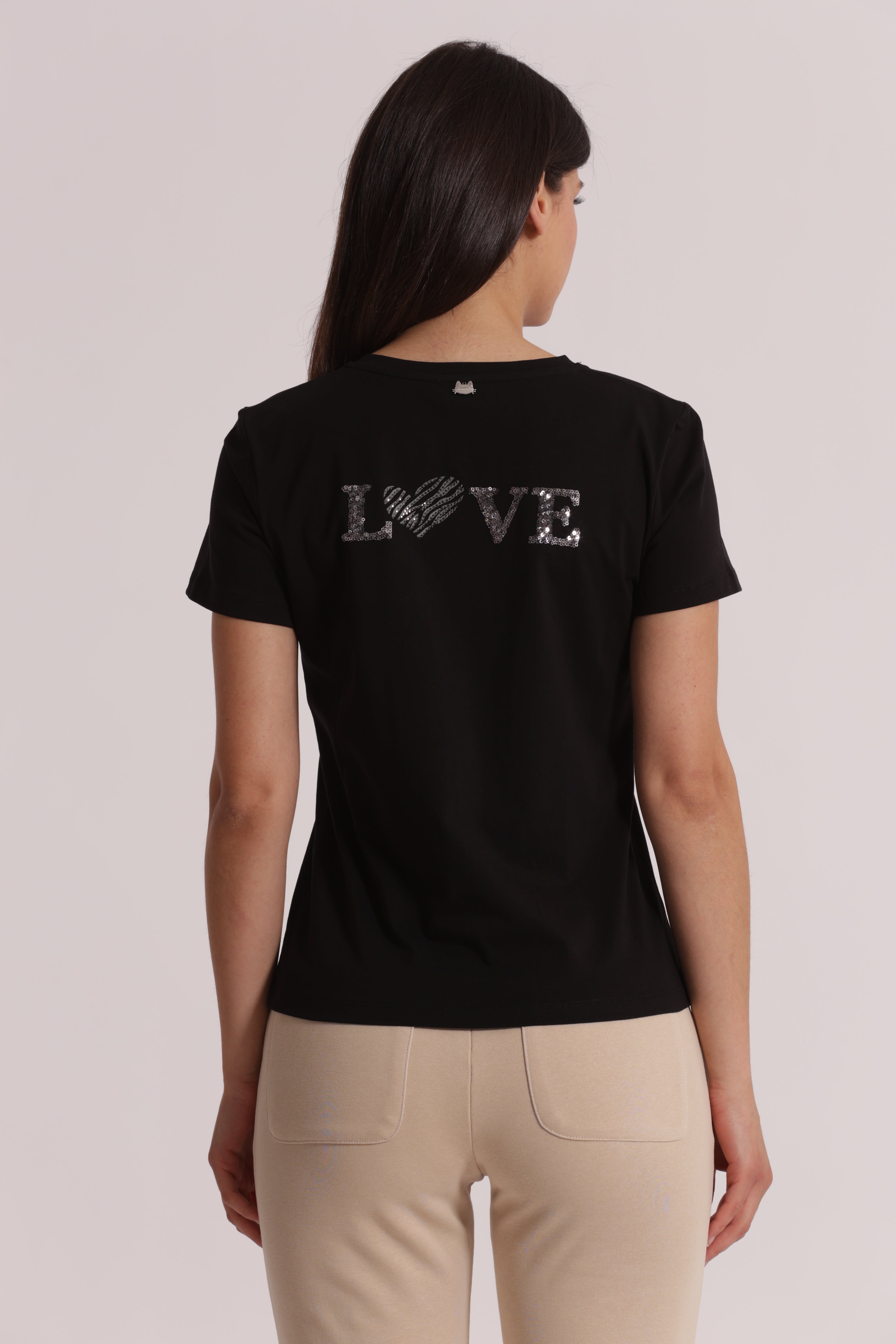 Mimi Mua t-shirt bianco taschino zebrato cotone