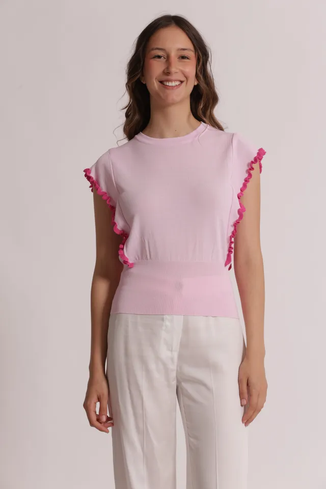 Mimi Mua maglia maniche volant panna