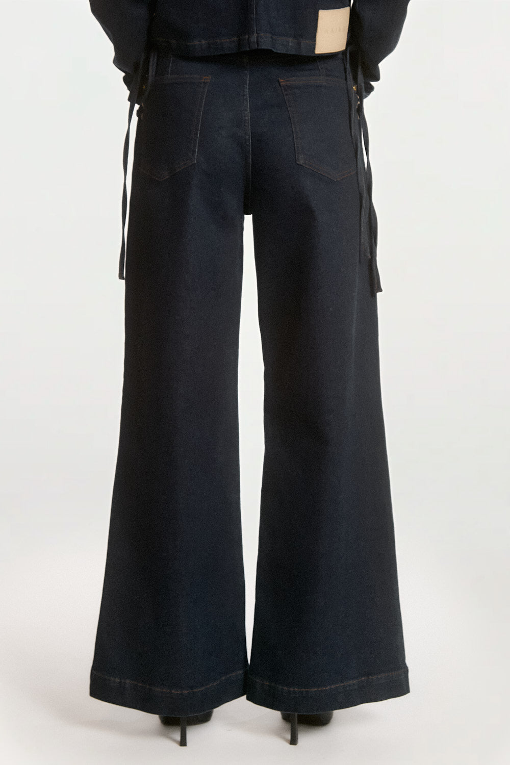 Aaiko Charly jeans denim blu lacci laterali palazzo