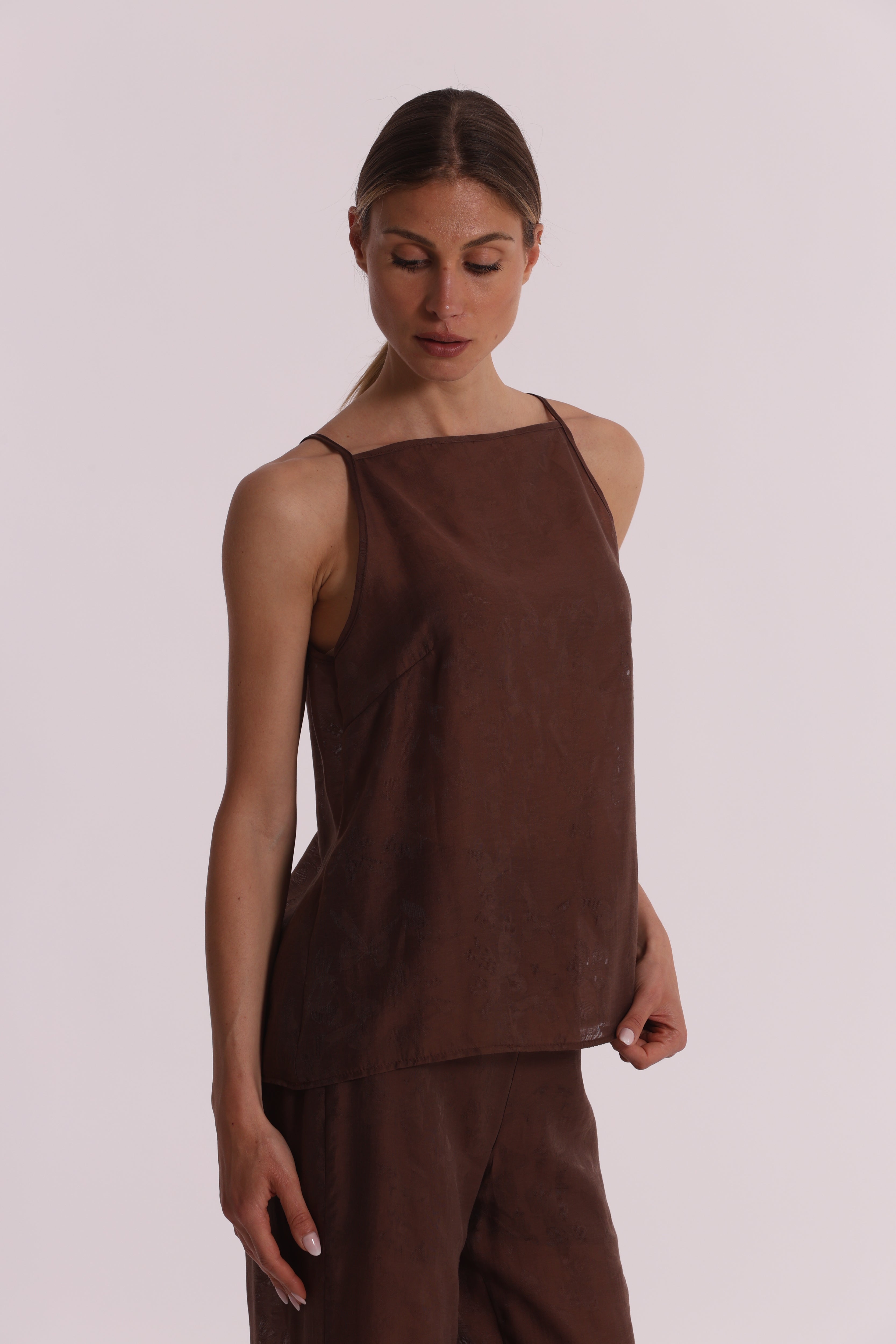 Mimi Mua Top Jacquard in Lyocell Rosa