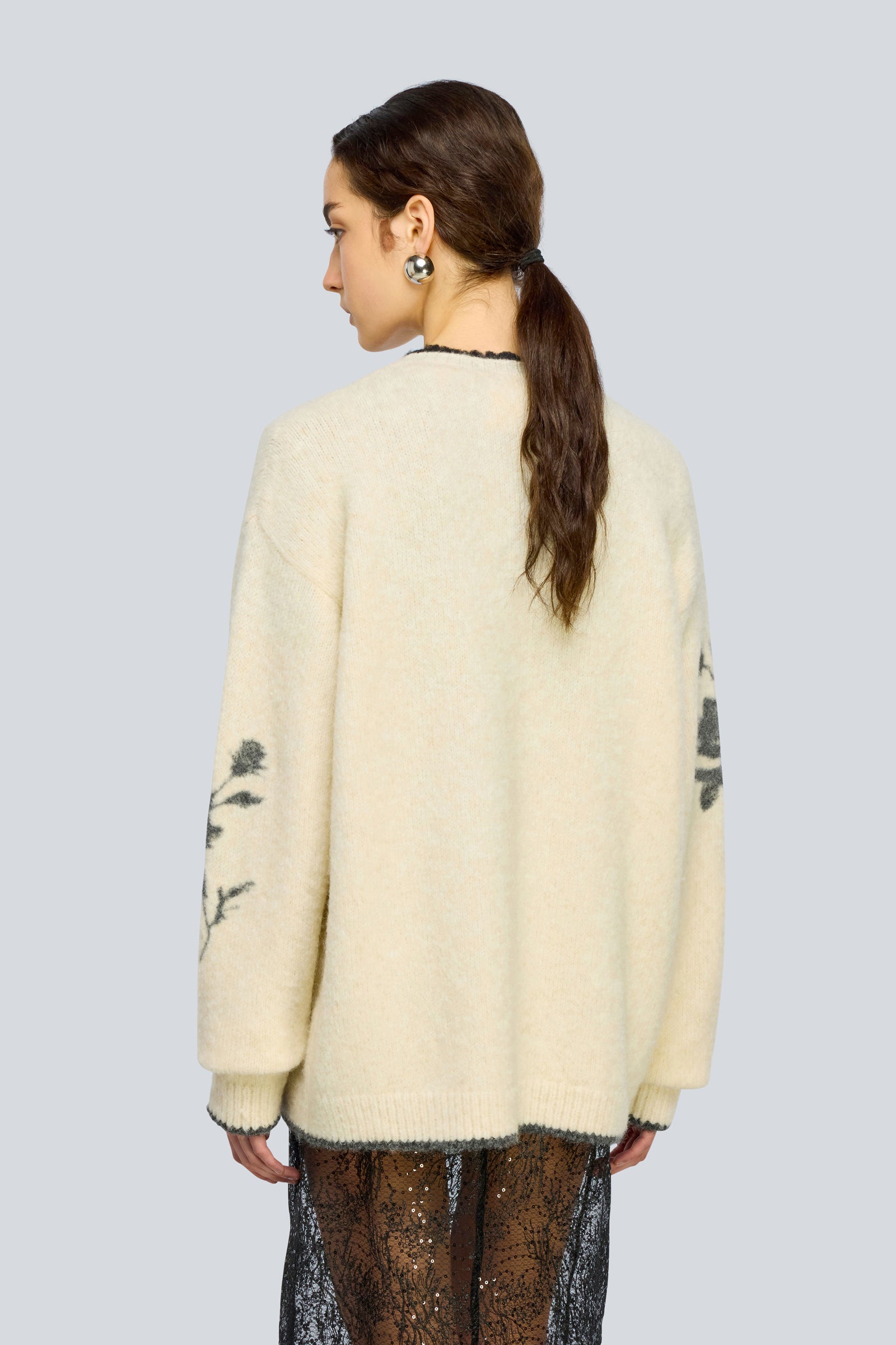 Semicouture Glenna maglia jacquard burro fiore grigio