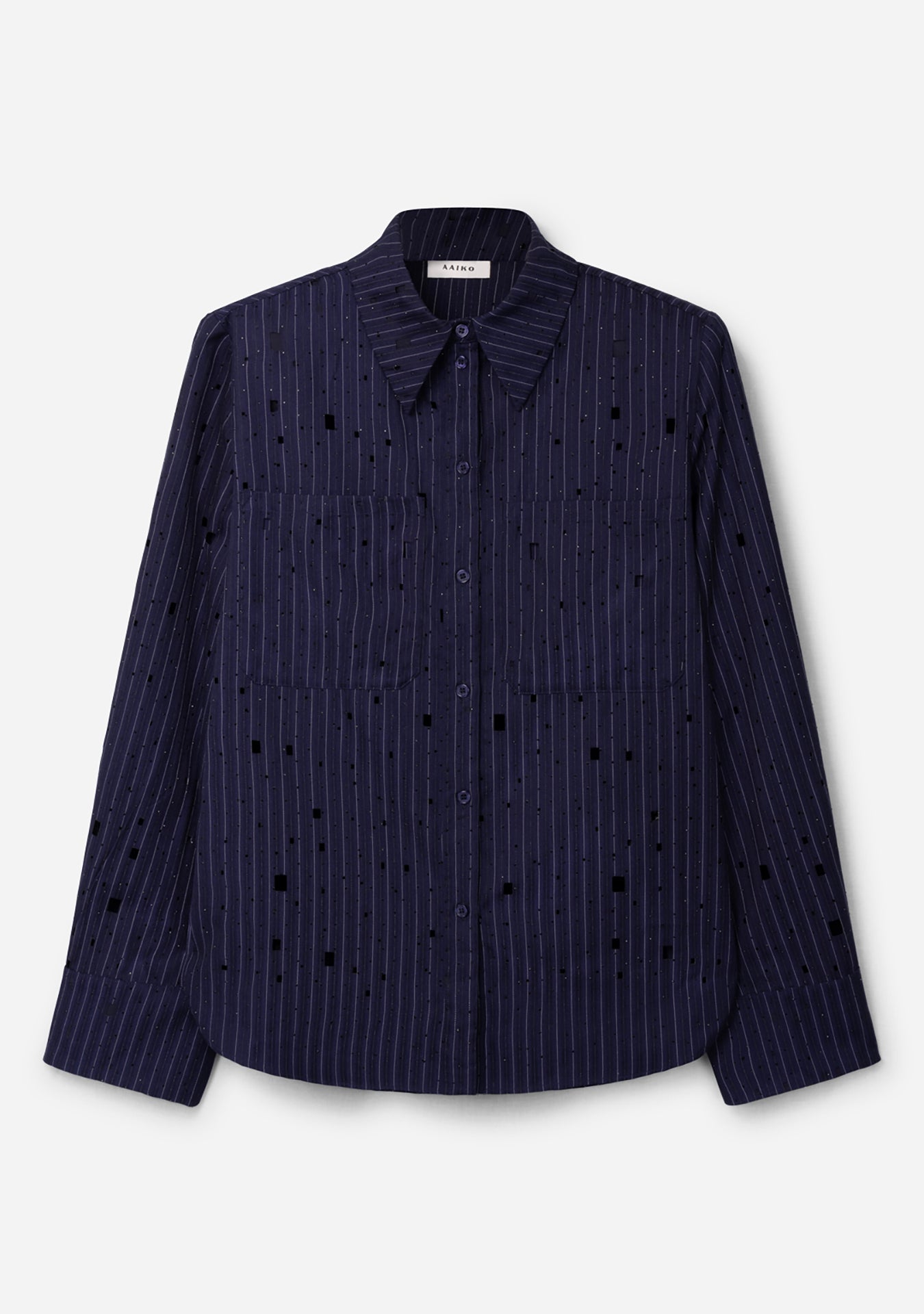 Aaiko Heida camicia righe blu notte glitter