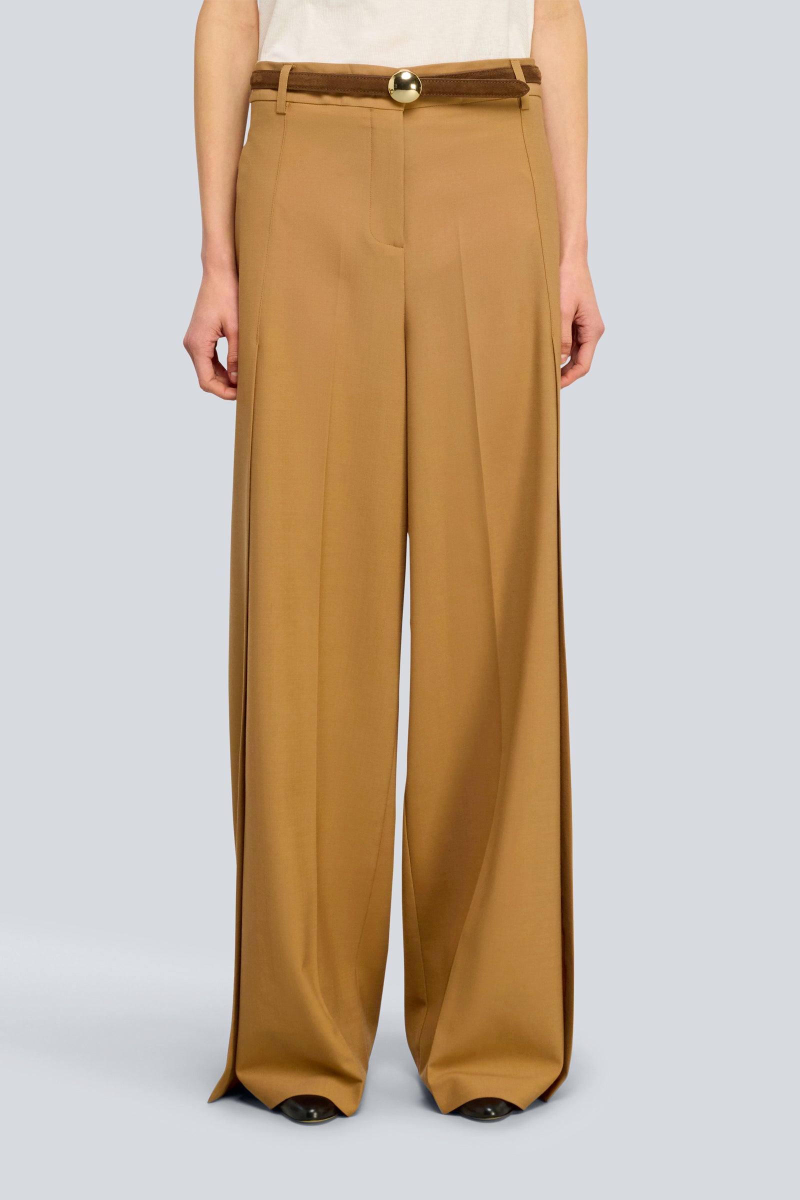 Semicouture Laila pantalone fresco lana cammello