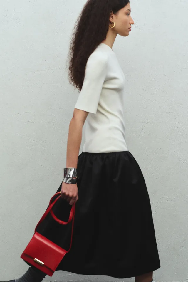 Semicouture Flaviana abito midi burro nero duchesse