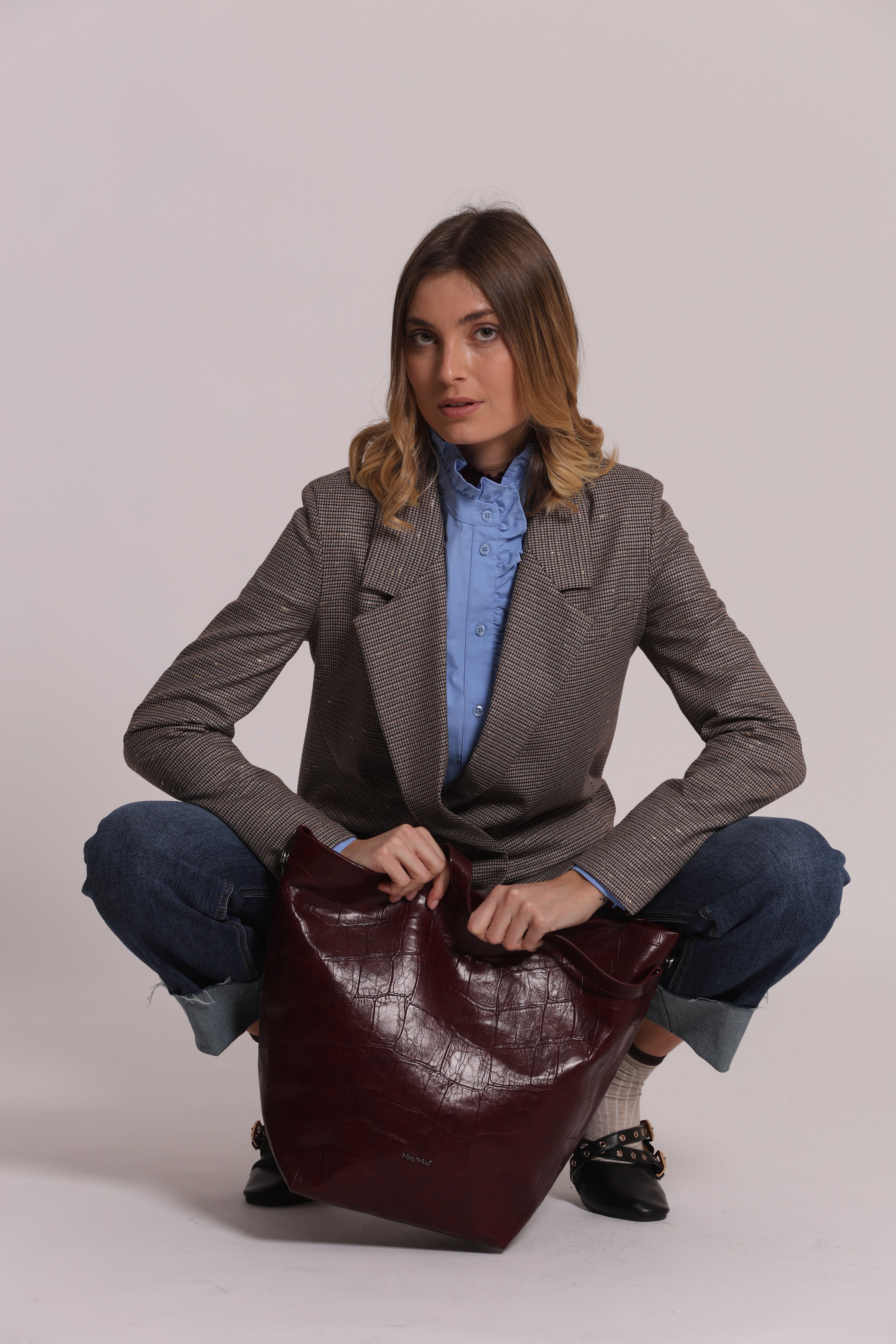 Mimi Mua borsa sacca effetto cocco nero capiente