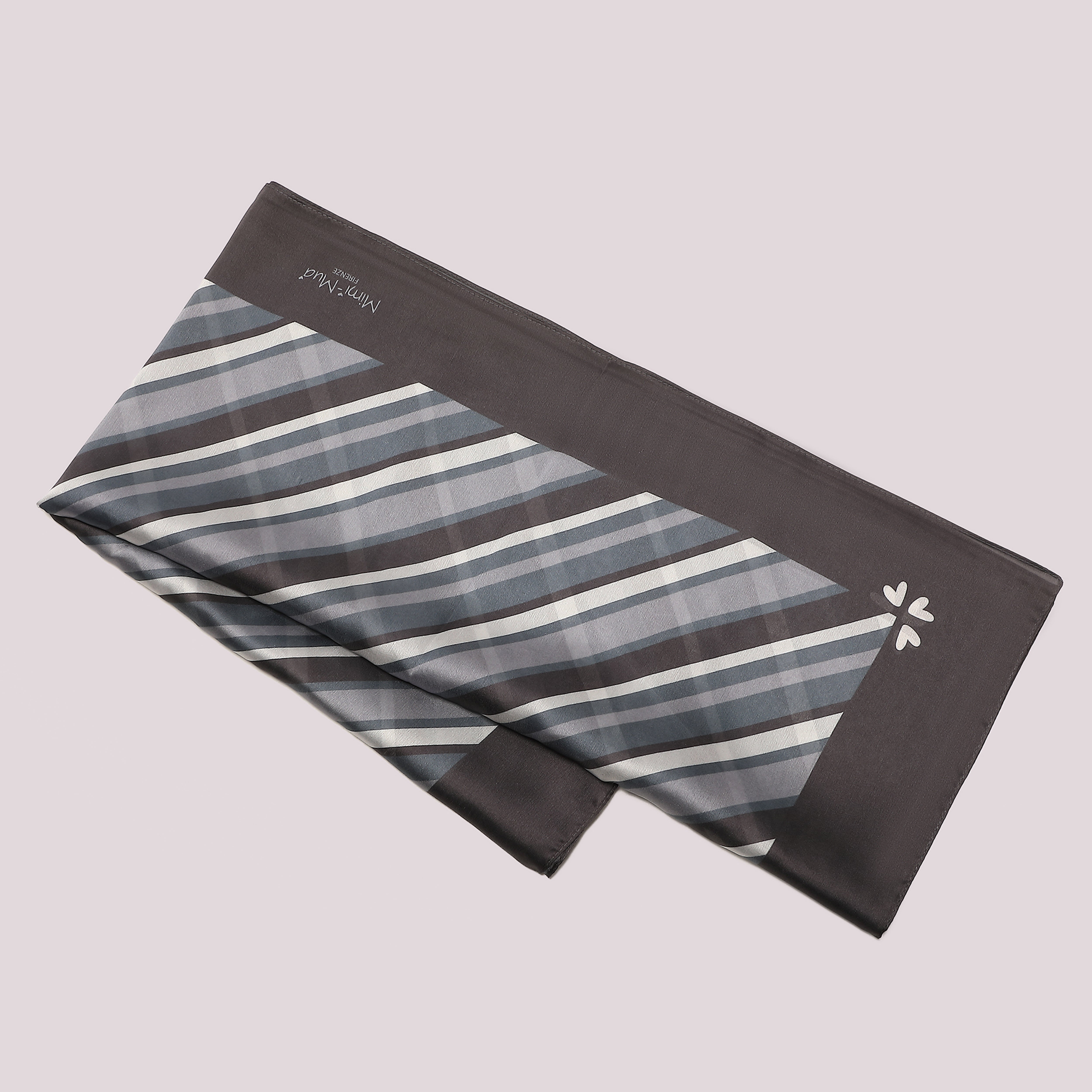 Mimi Mua foulard righe diagonali nero 90x90 poliestere