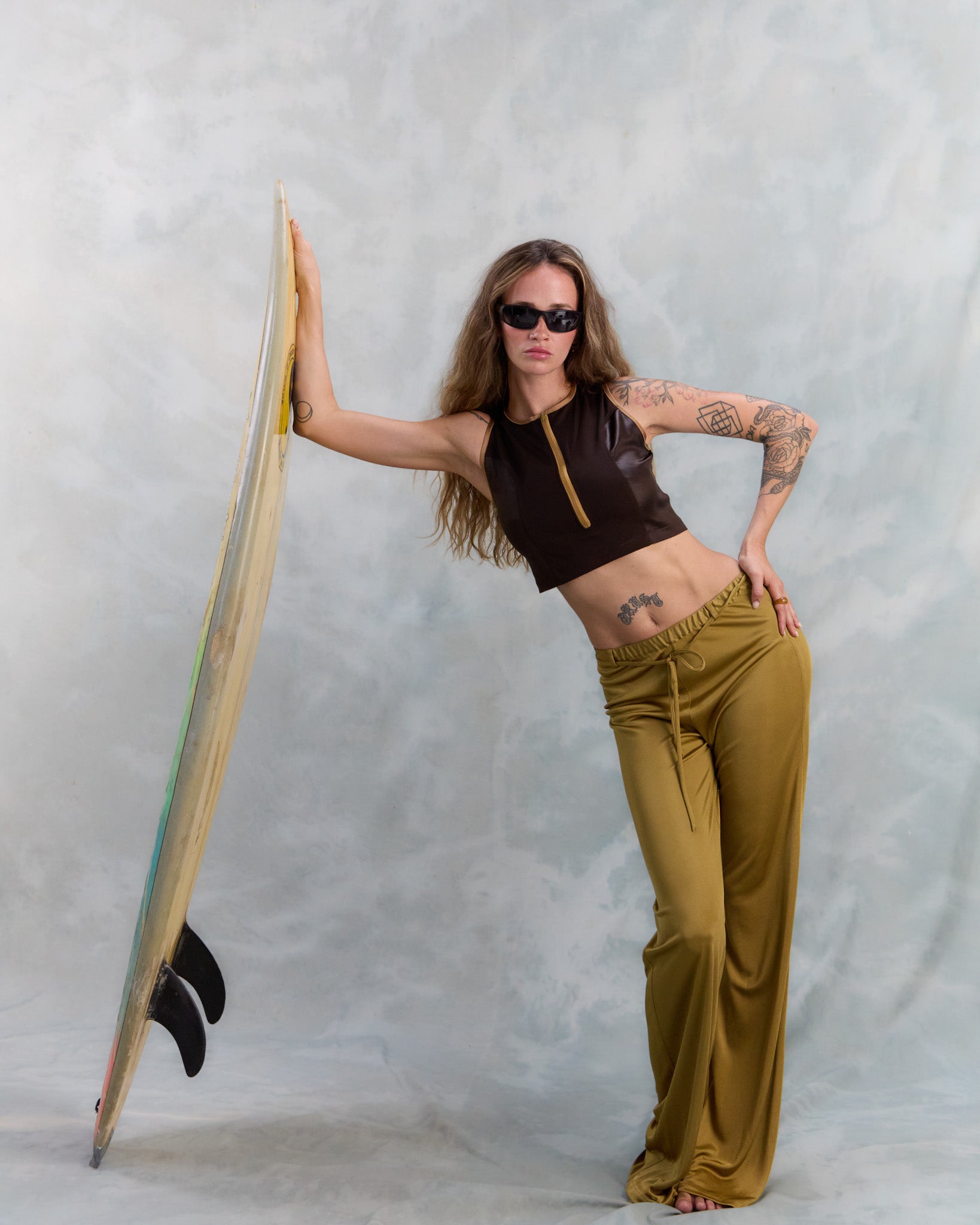 GiglioTigrato Wudang Pants pantaloni ocra viscosa