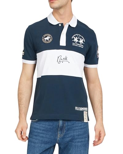 La Martina VMP606 Velibor Polo Navy Jersey Cotone