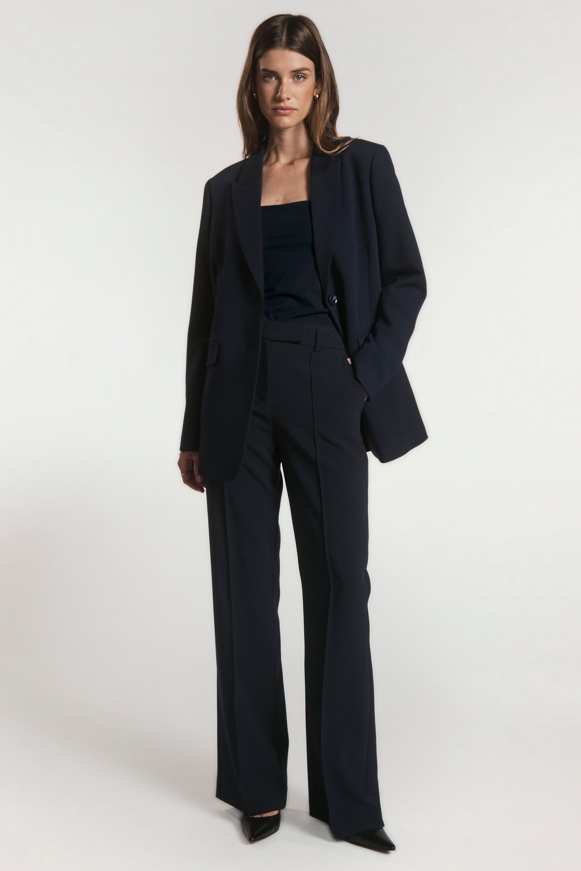 Aaiko Eef top blu notte doppio scollo elasticizzato