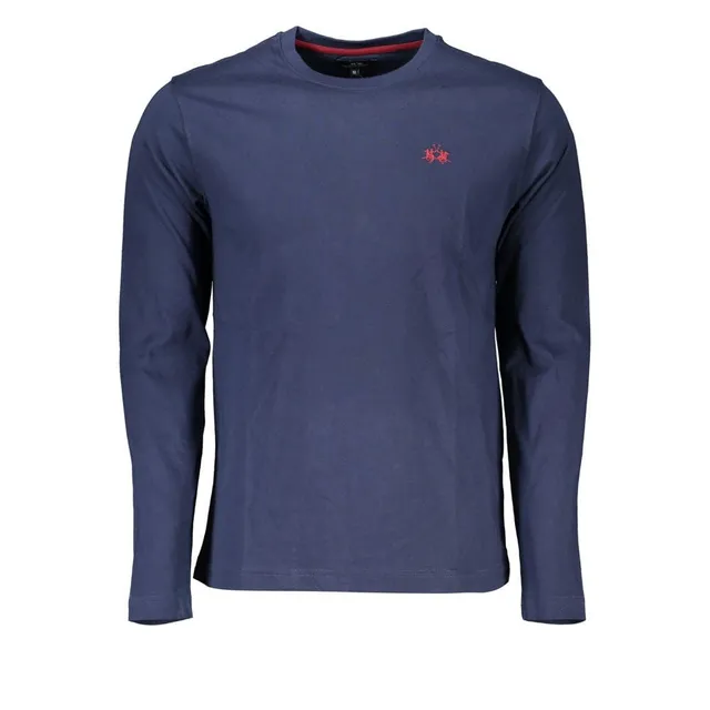 La Martina Regal Blue Maglia Uomo Cotone Blu Ricamata