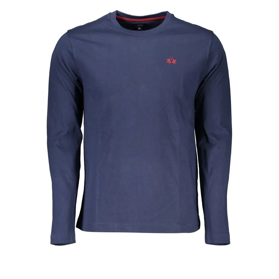 La Martina Regal Blue Maglia Uomo Cotone Blu Ricamata