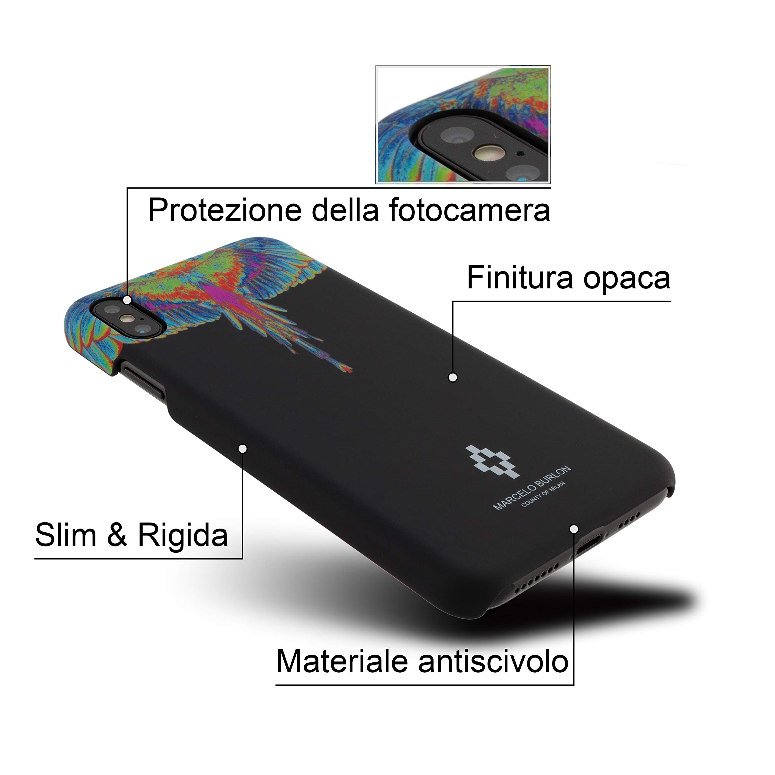 Marcelo Burlon County of Milan cover iPhone X/XS + vetro 9H