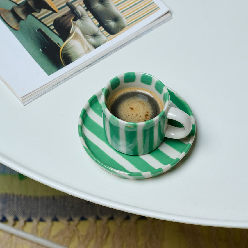 On Earth Cooperative Collection Righe tazzina caffè ceramica verde