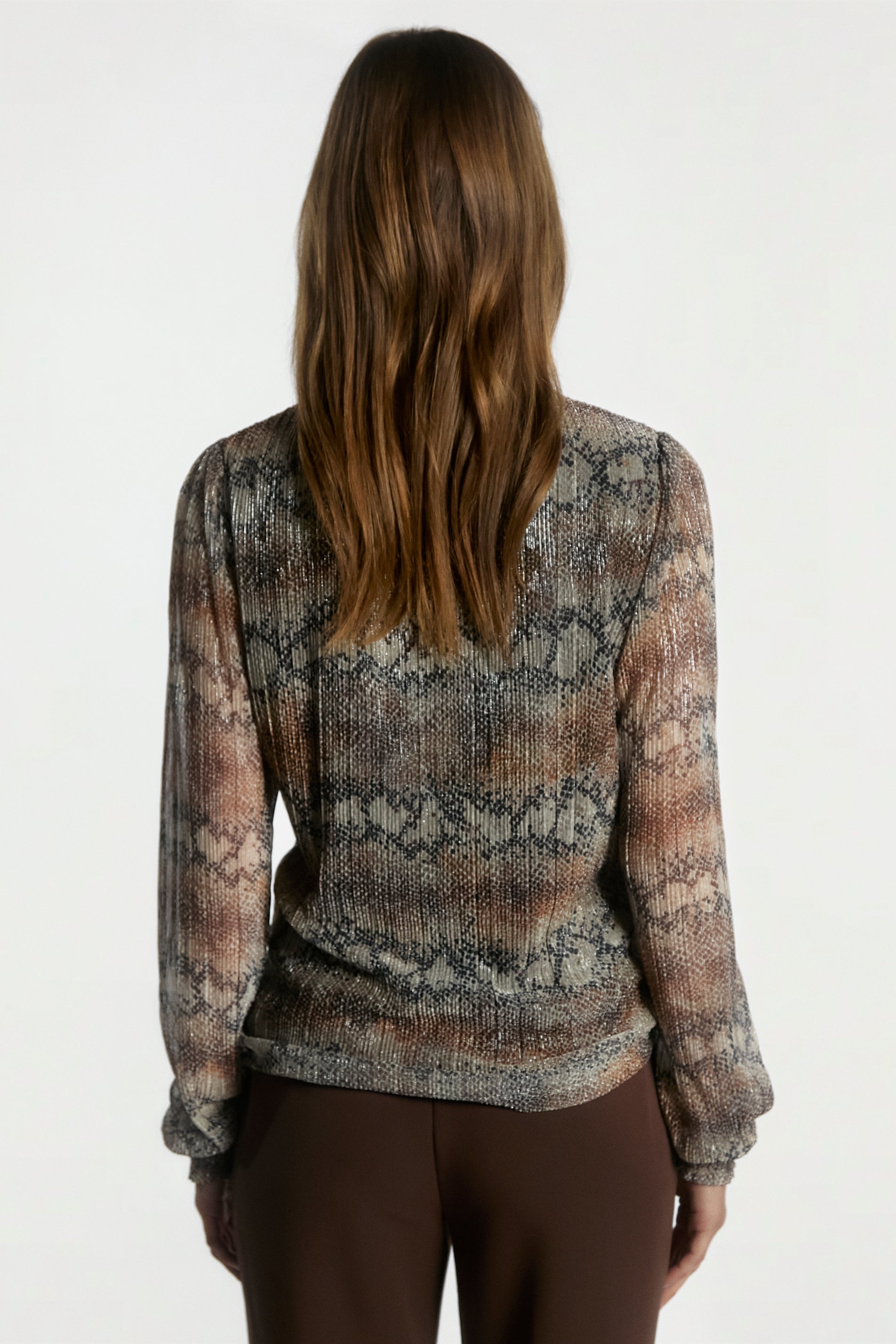 Aaiko Tory top pitonato marrone plissettato eleganti