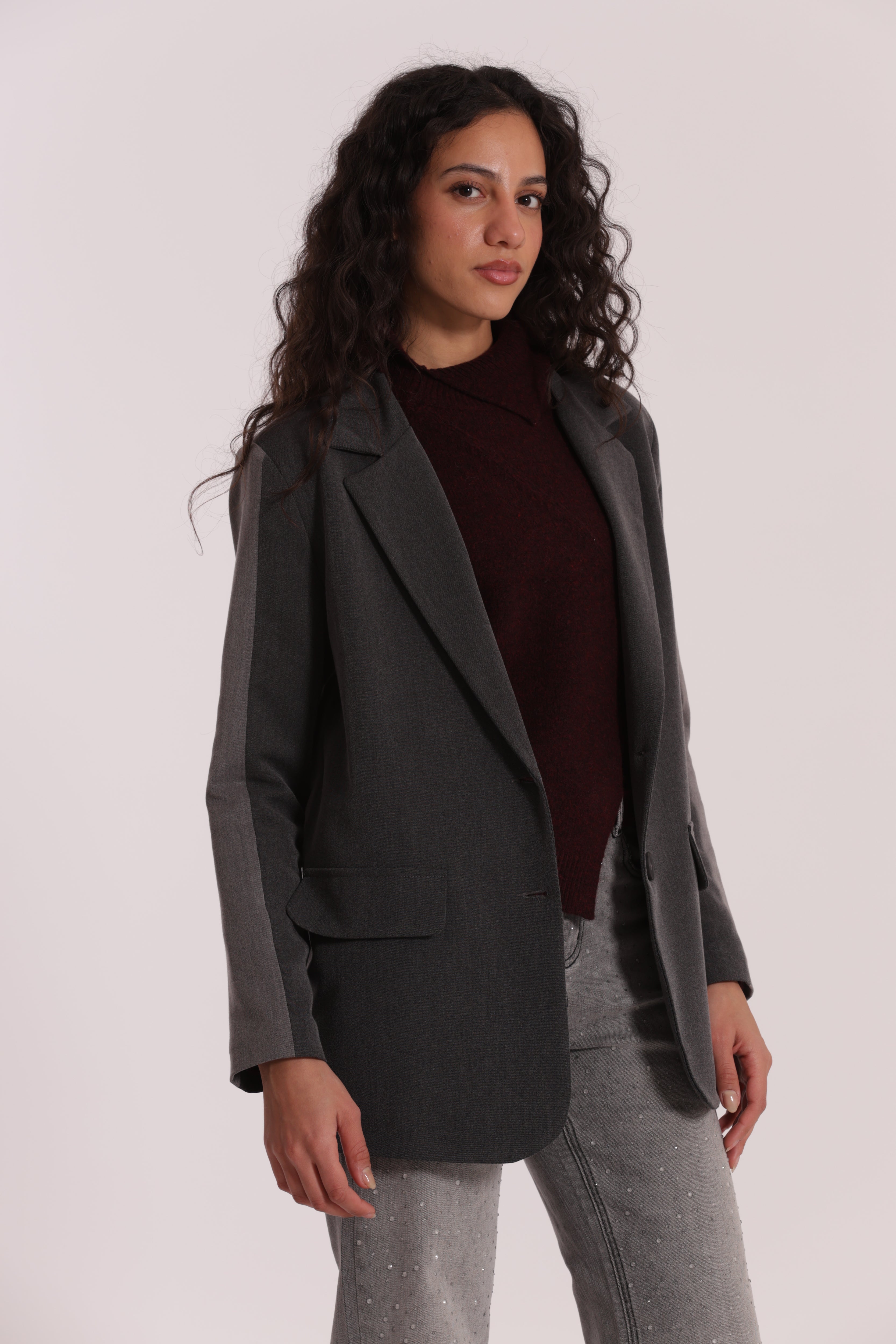 Mimi Mua Over Color Block Giacca Grigio Chiaro/Antra