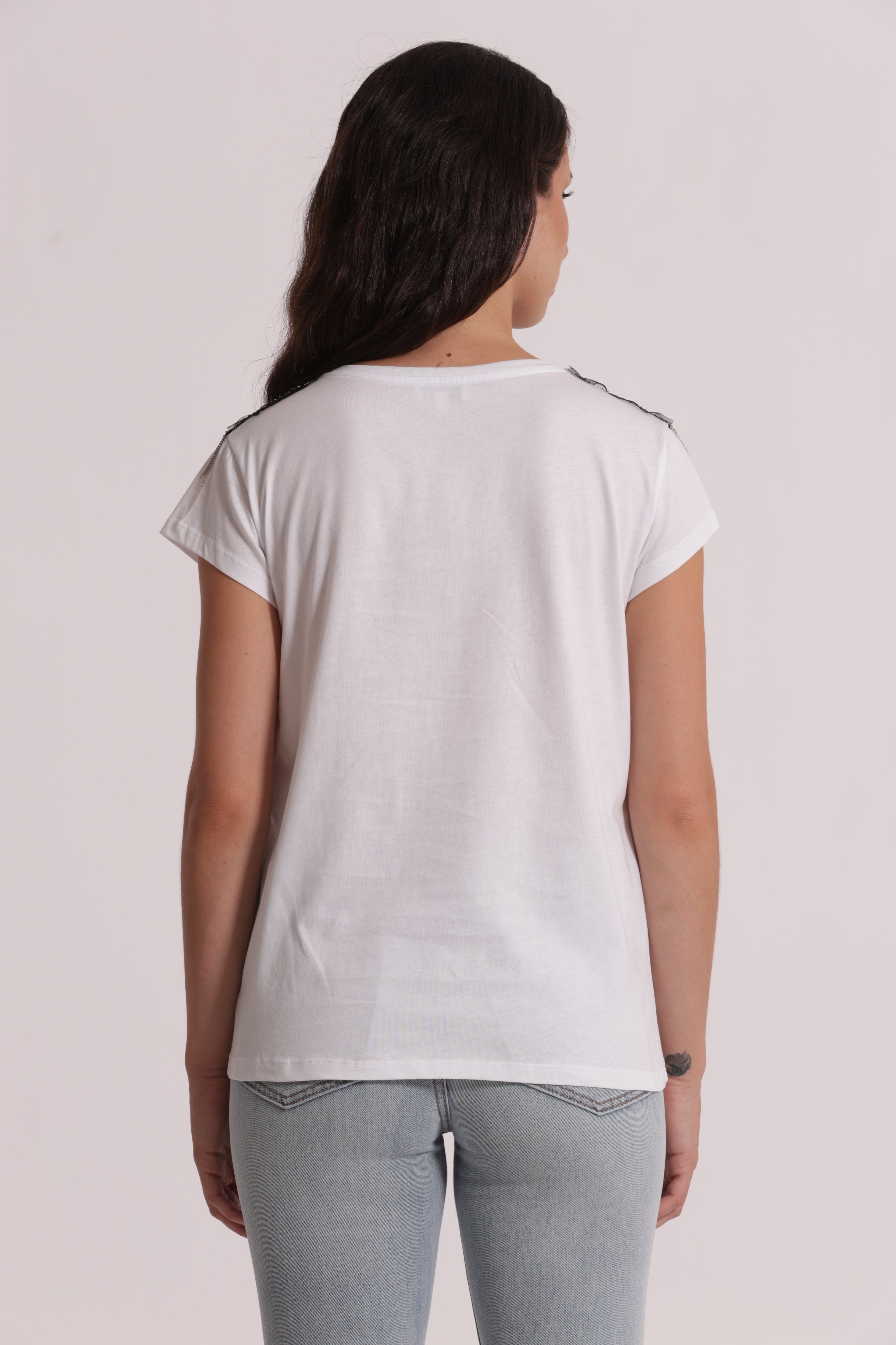 Mimi Mua T-Shirt La Vie Est Belle Frange Bianca Cotone