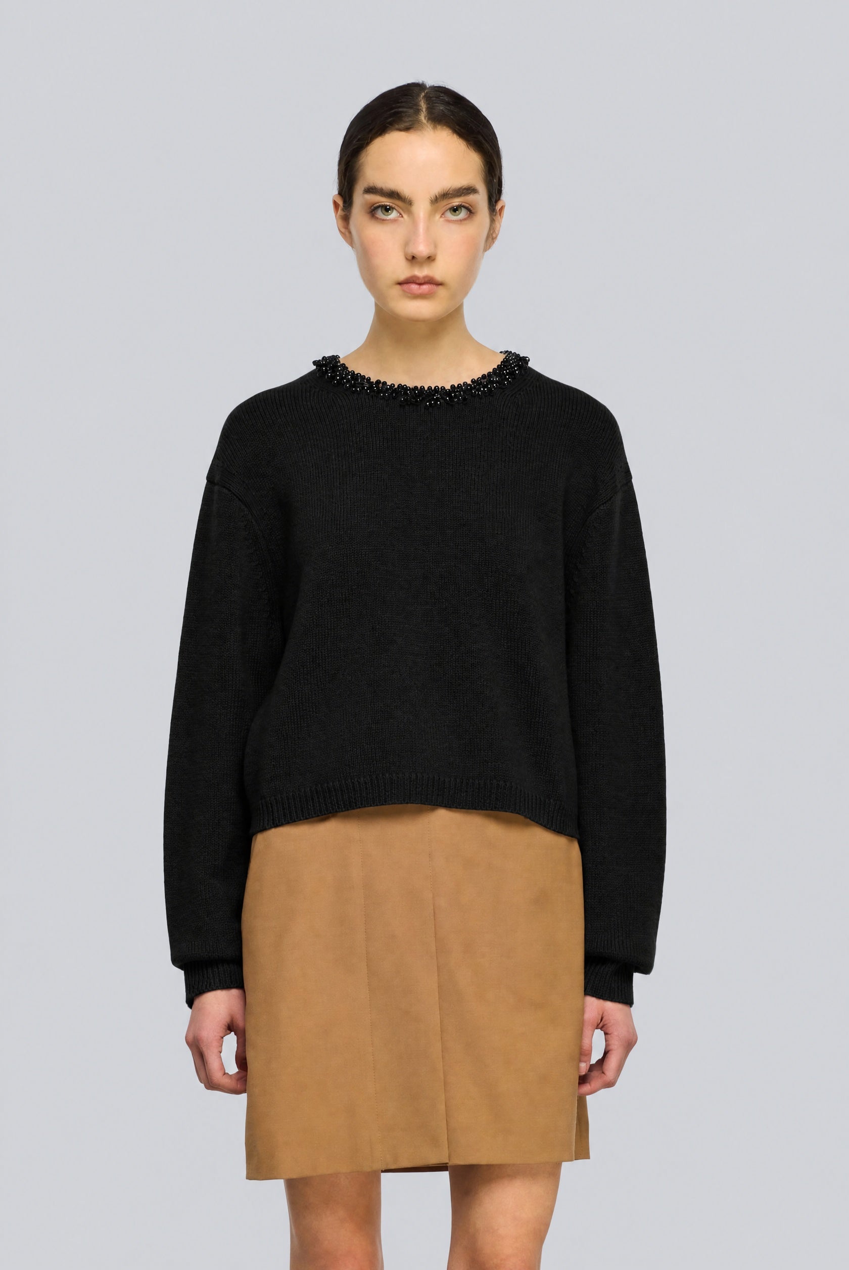 Semicouture Denny Maglia Cashmere Perline Nero