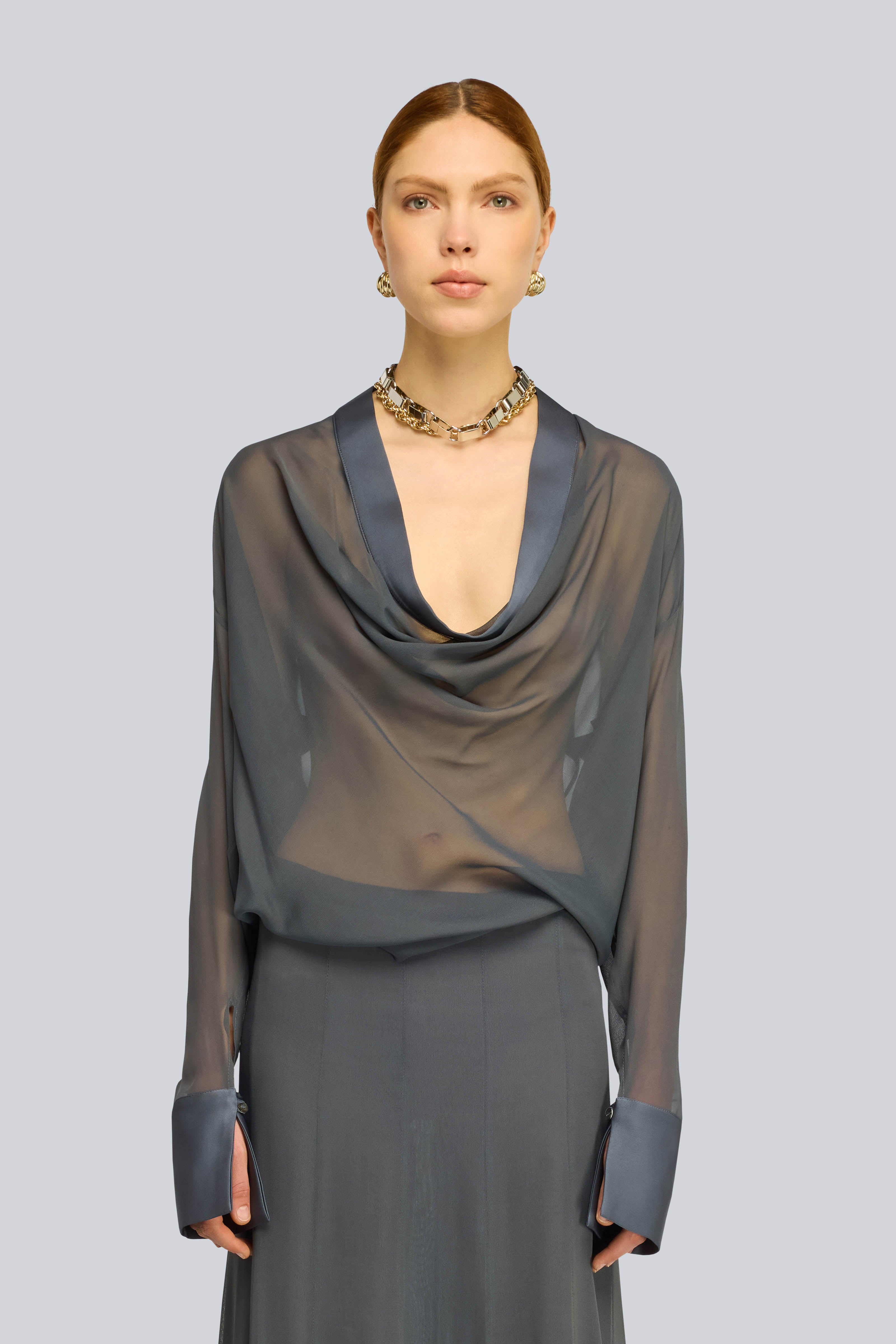 Semicouture Ferne blusa georgette peltro