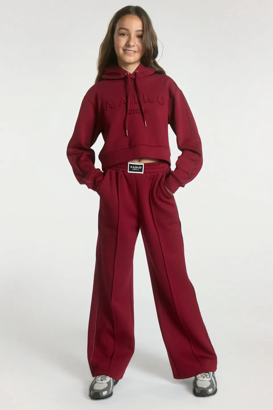 Aaiko Vico pantaloni bordeaux gamba larga