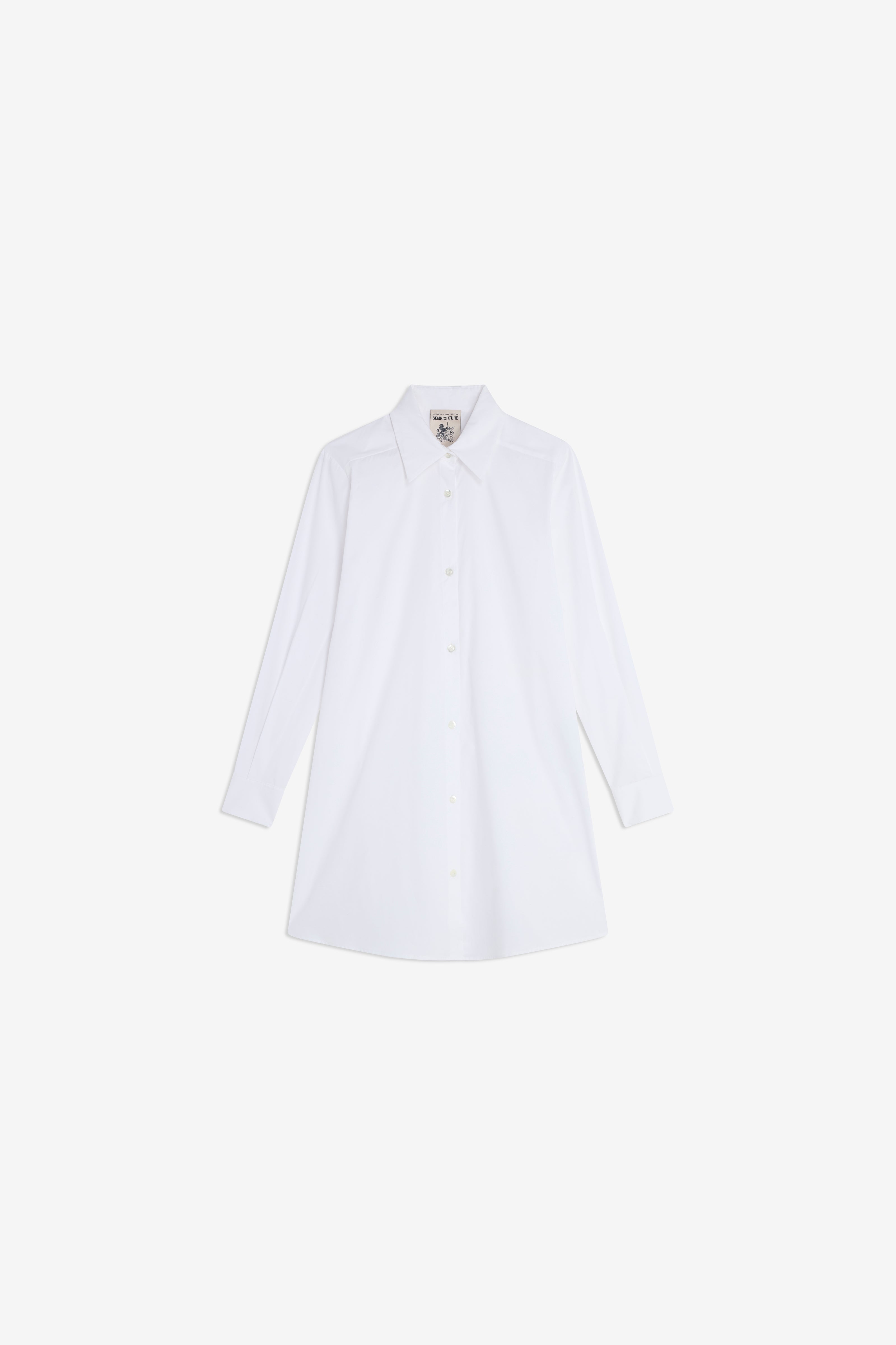 Semicouture China camicia popeline collo coreano bianca