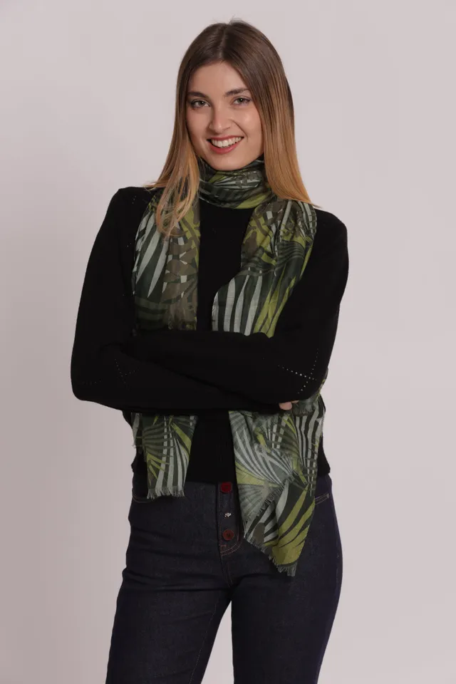 Mimi Mua Foulard Palme Foglia 180x80 Verde