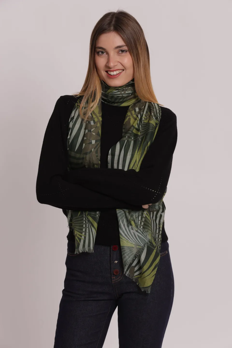 Mimi Mua Foulard Palme Foglia 180x80 Verde