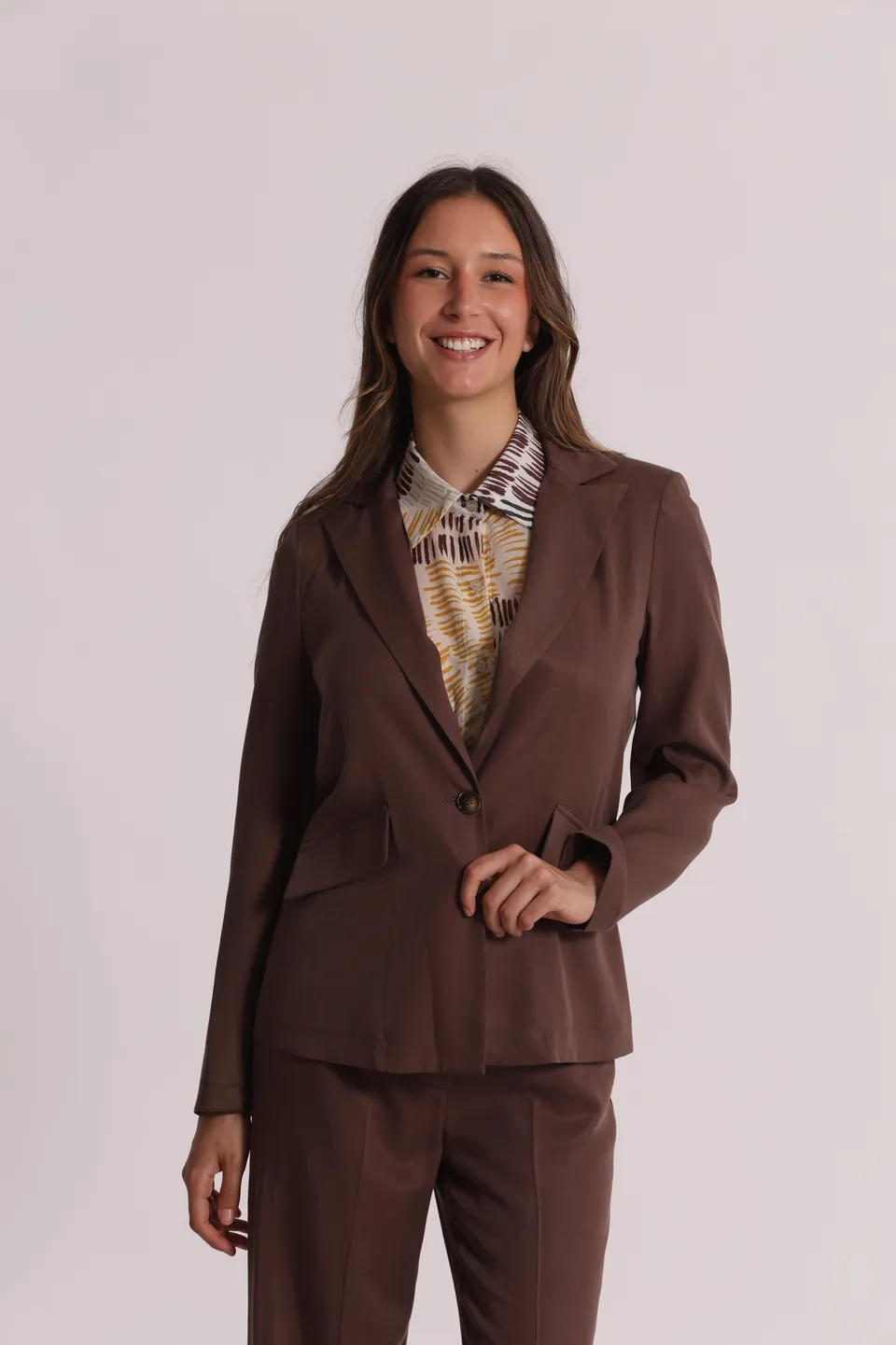 Mimi Mua Basic in Lyocell giacca panna leggera
