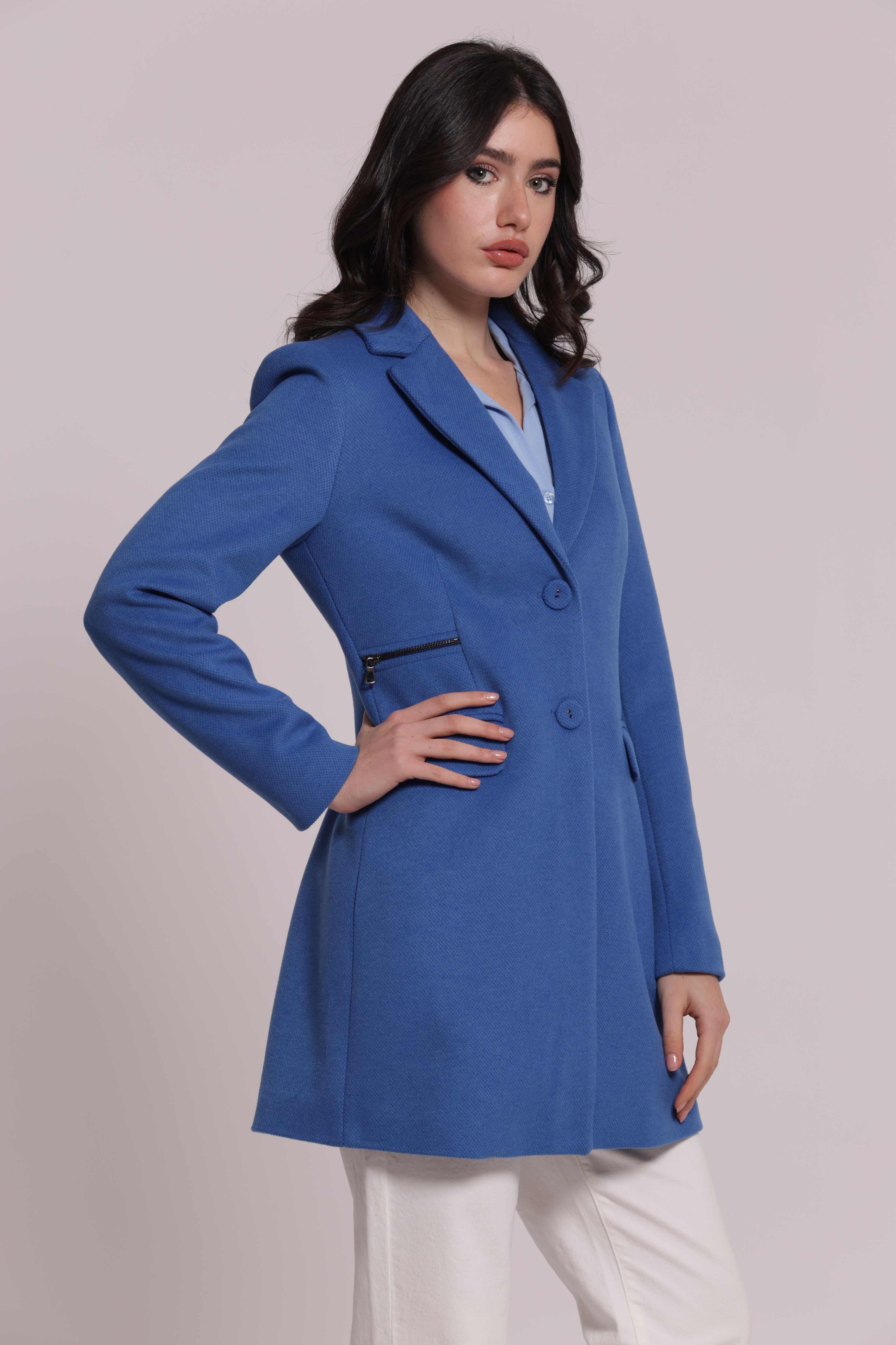 Mimi Mua Cappotto Baronetto con Zip Nero
