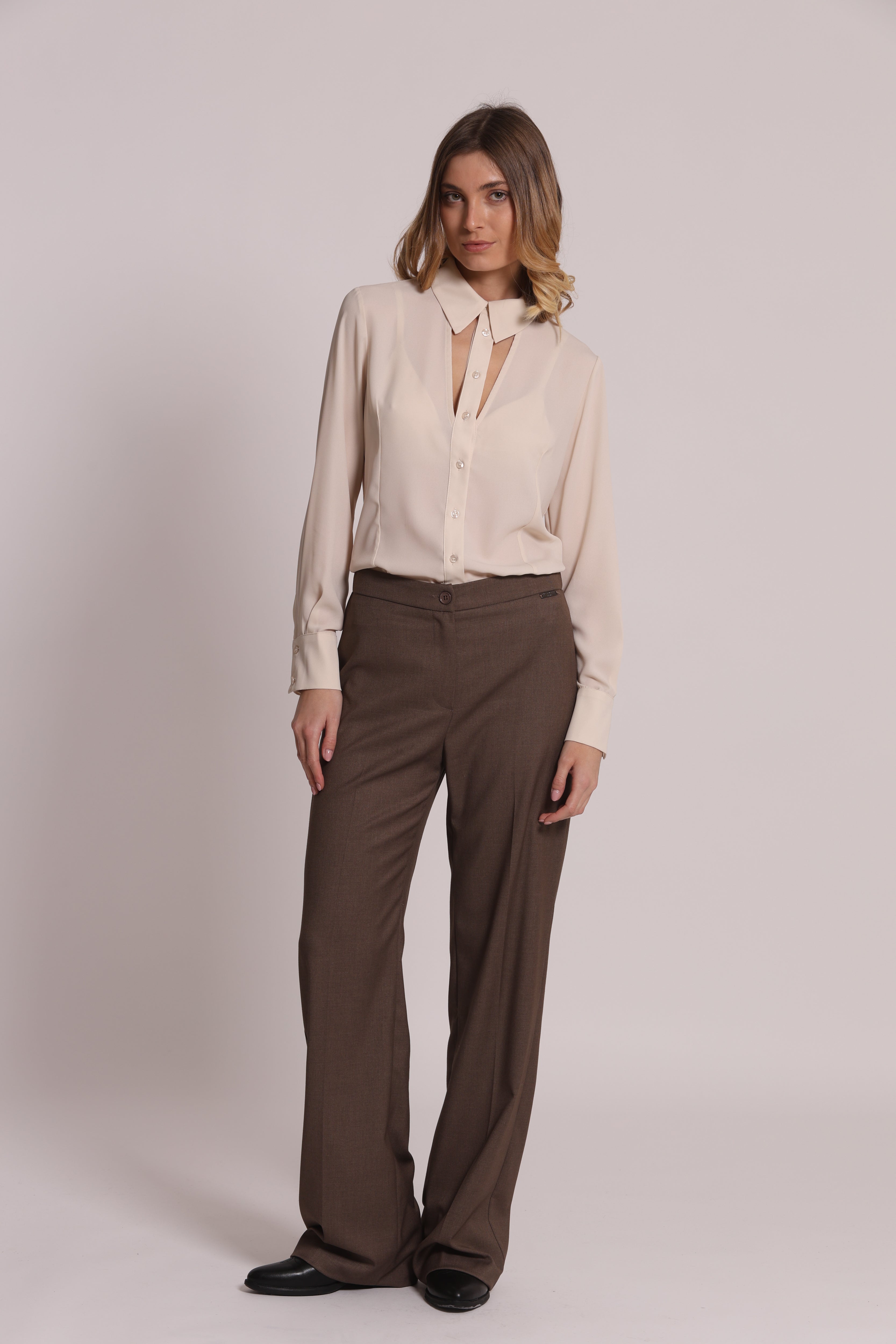 Mimi Mua Pantalone Palazzo con Elastico Dietro Vanz Nero