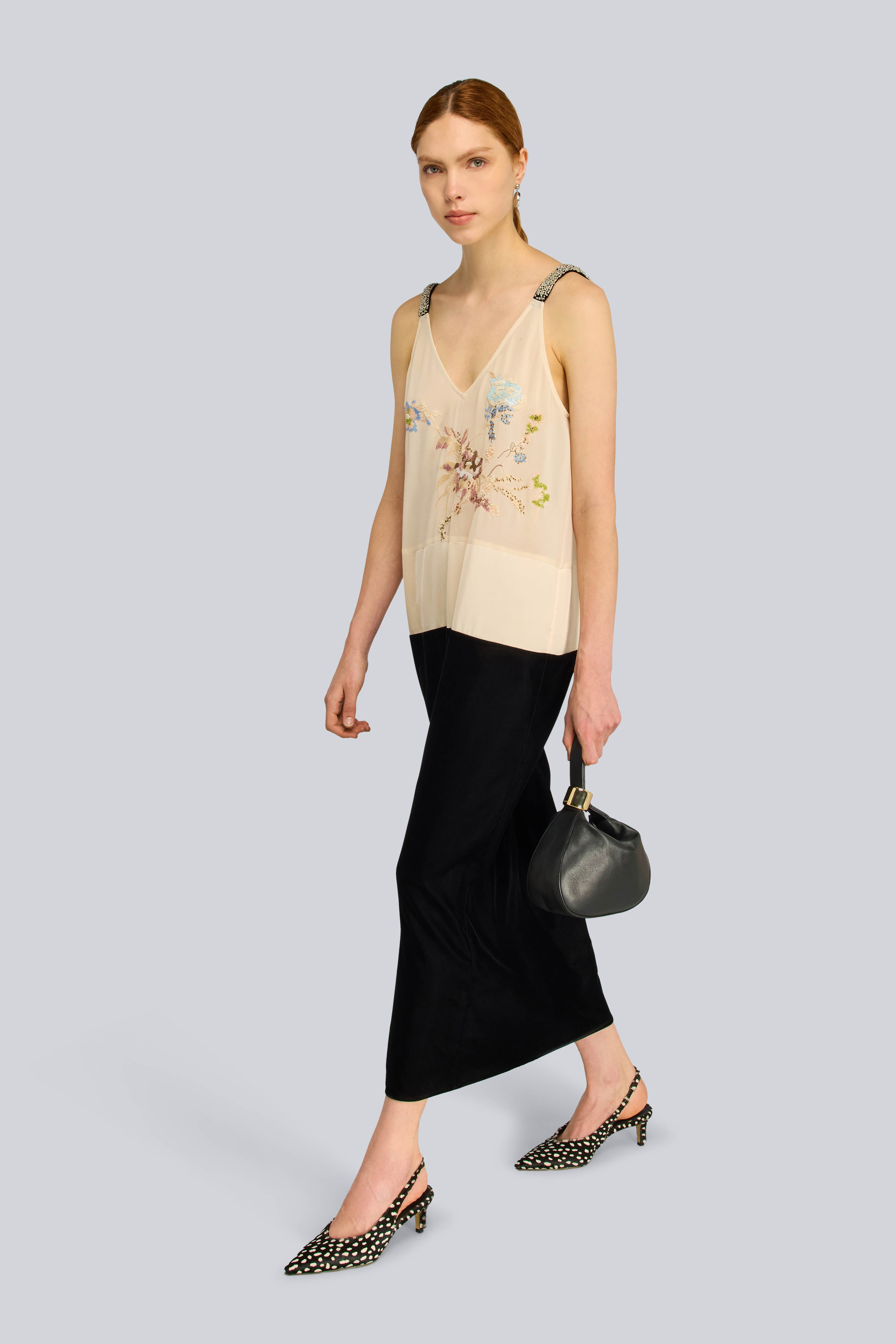 SEMICOUTURE Titania S6WU50 abito georgette sand-nero