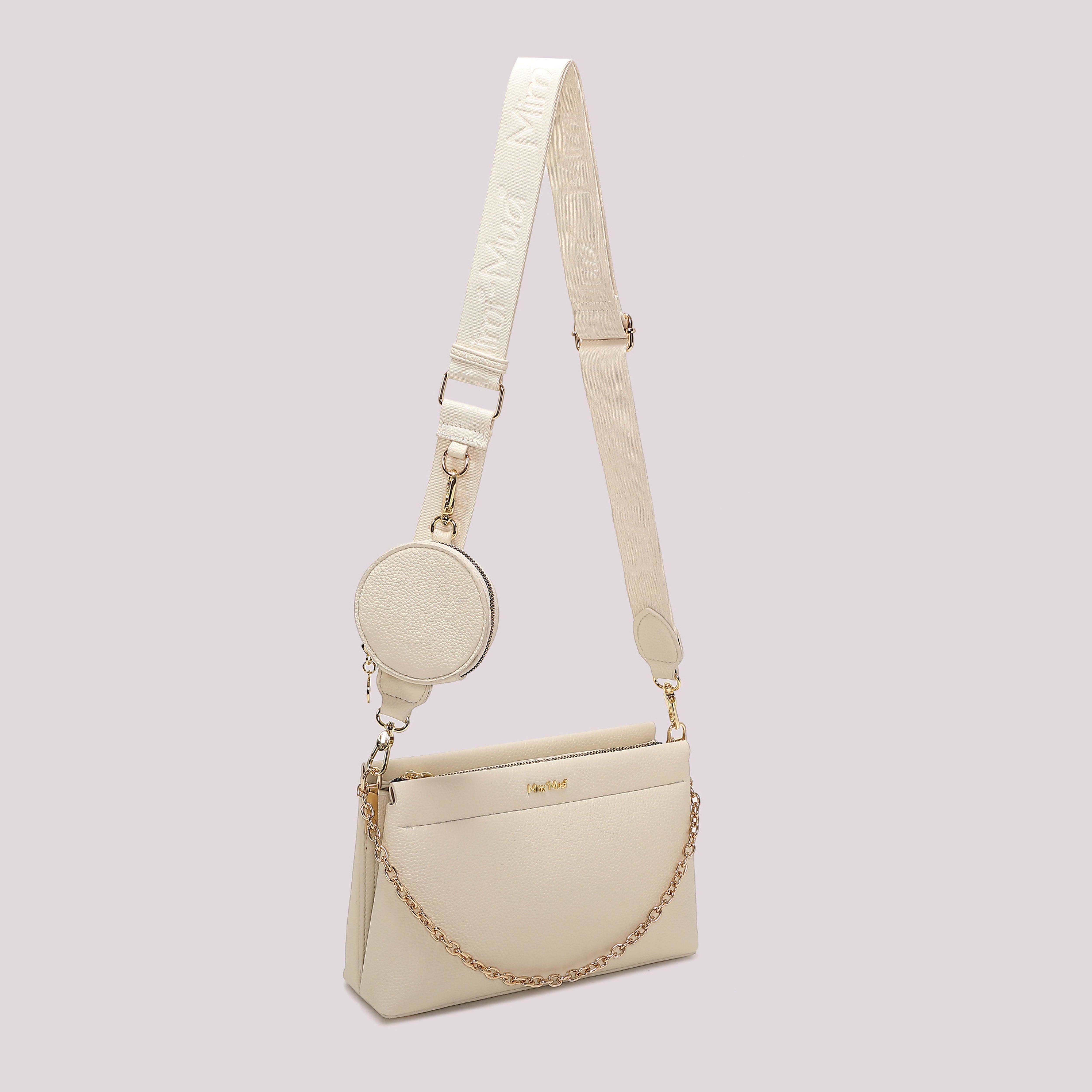 Mimi Mua Borsa Tracolla Dettaglio Appeso Panna