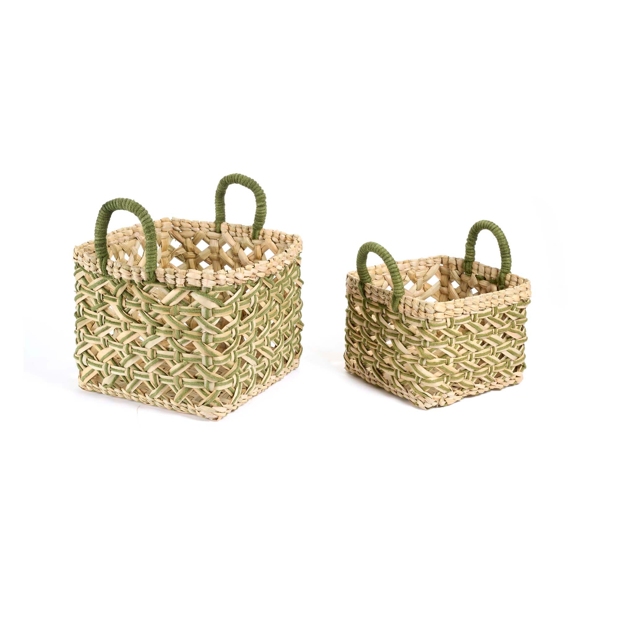 On Earth Dori cesto juta verde set 3 misure