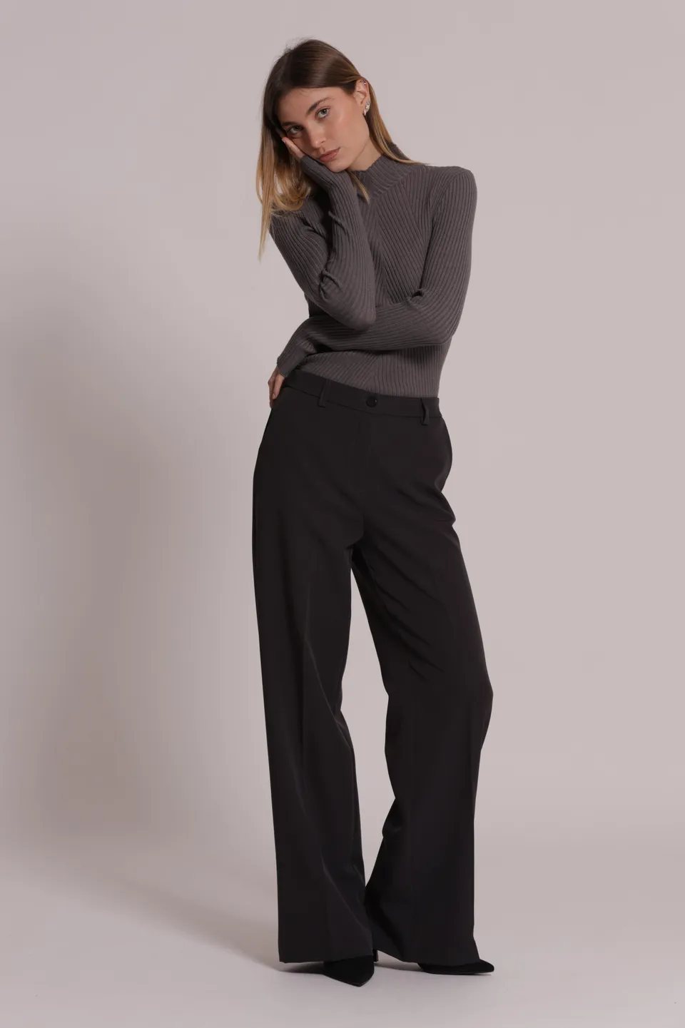 Mimi Mua Palazzo elastico pantalone palazzo tessuto tecnico