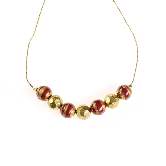 On Earth Cooperative Collection Germoglio collana ottone bordeaux 50 cm