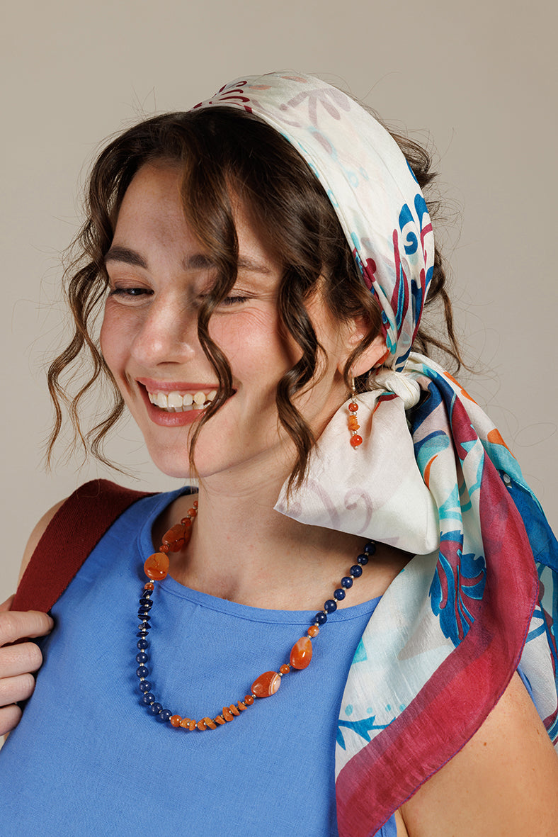 On Earth Mare collana pietre multicolore 55 cm