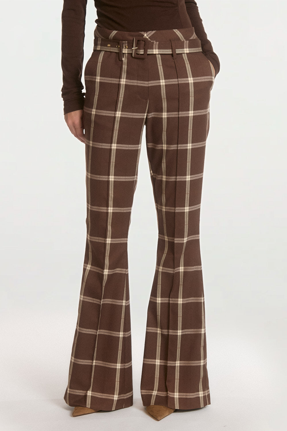 Aaiko Glenn pantaloni quadri marrone mocha