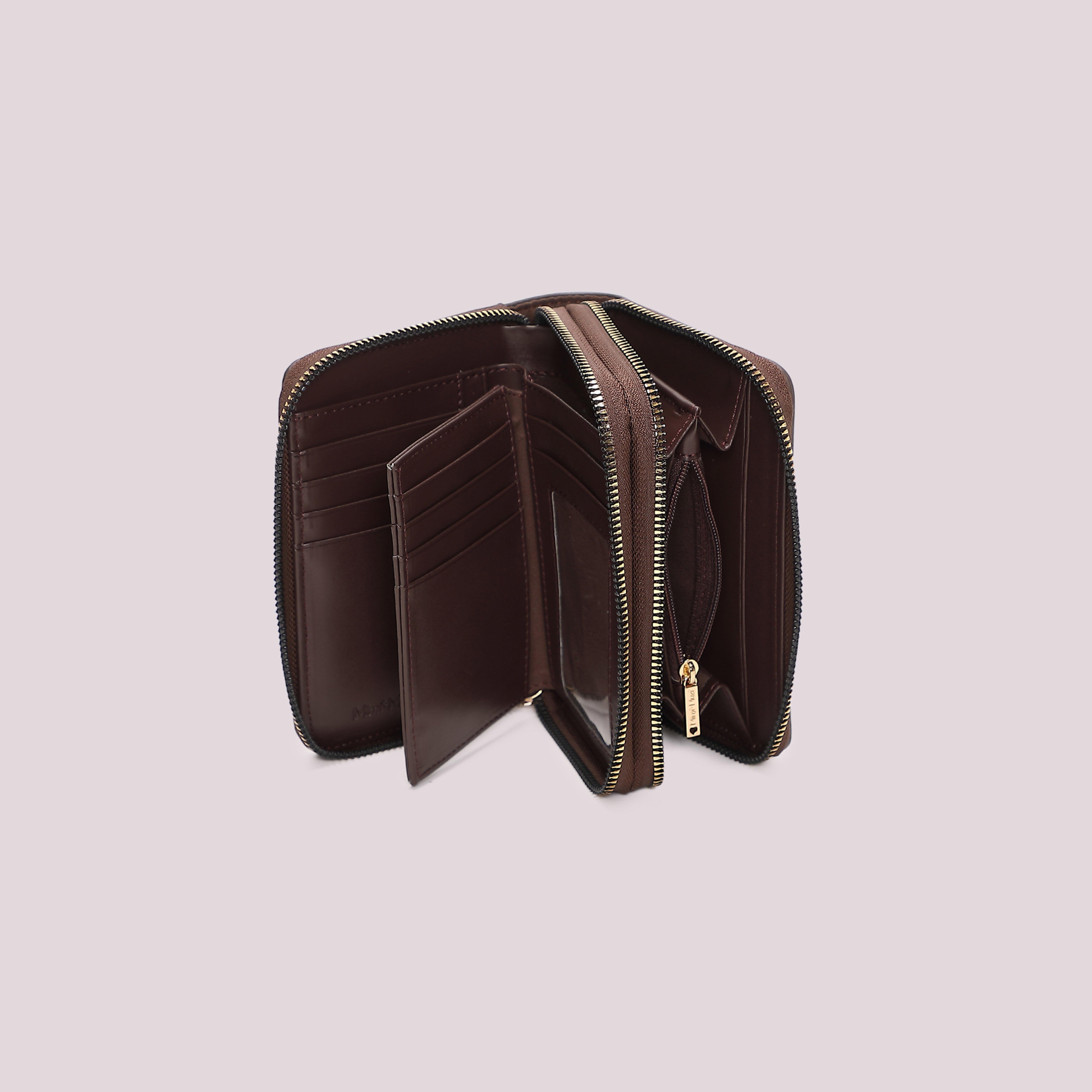 Mimi Mua Doppia Zip Camoscio portafoglio medio nero