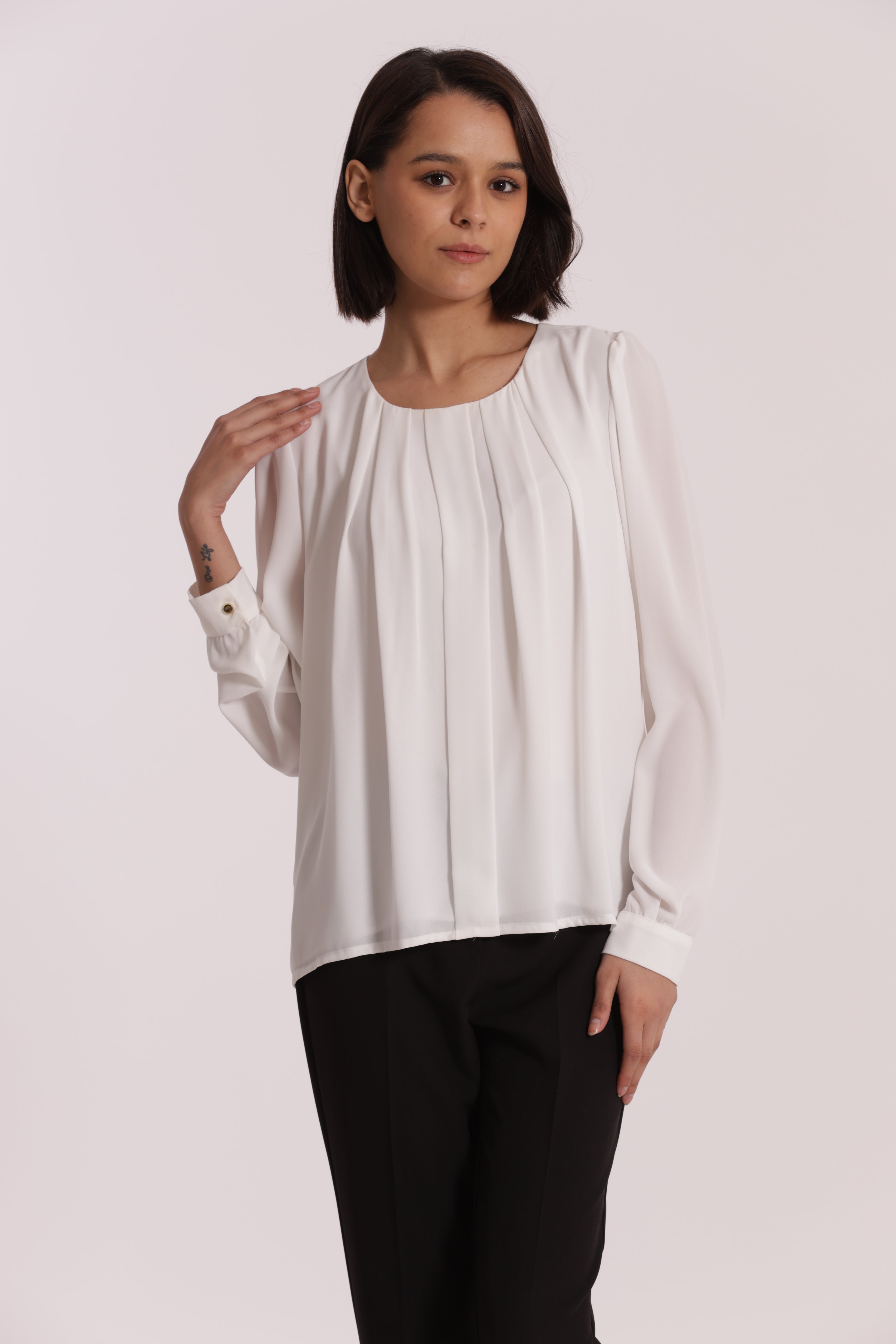 Mimi Mua Blusa con Pieghe camicia nera poliestere