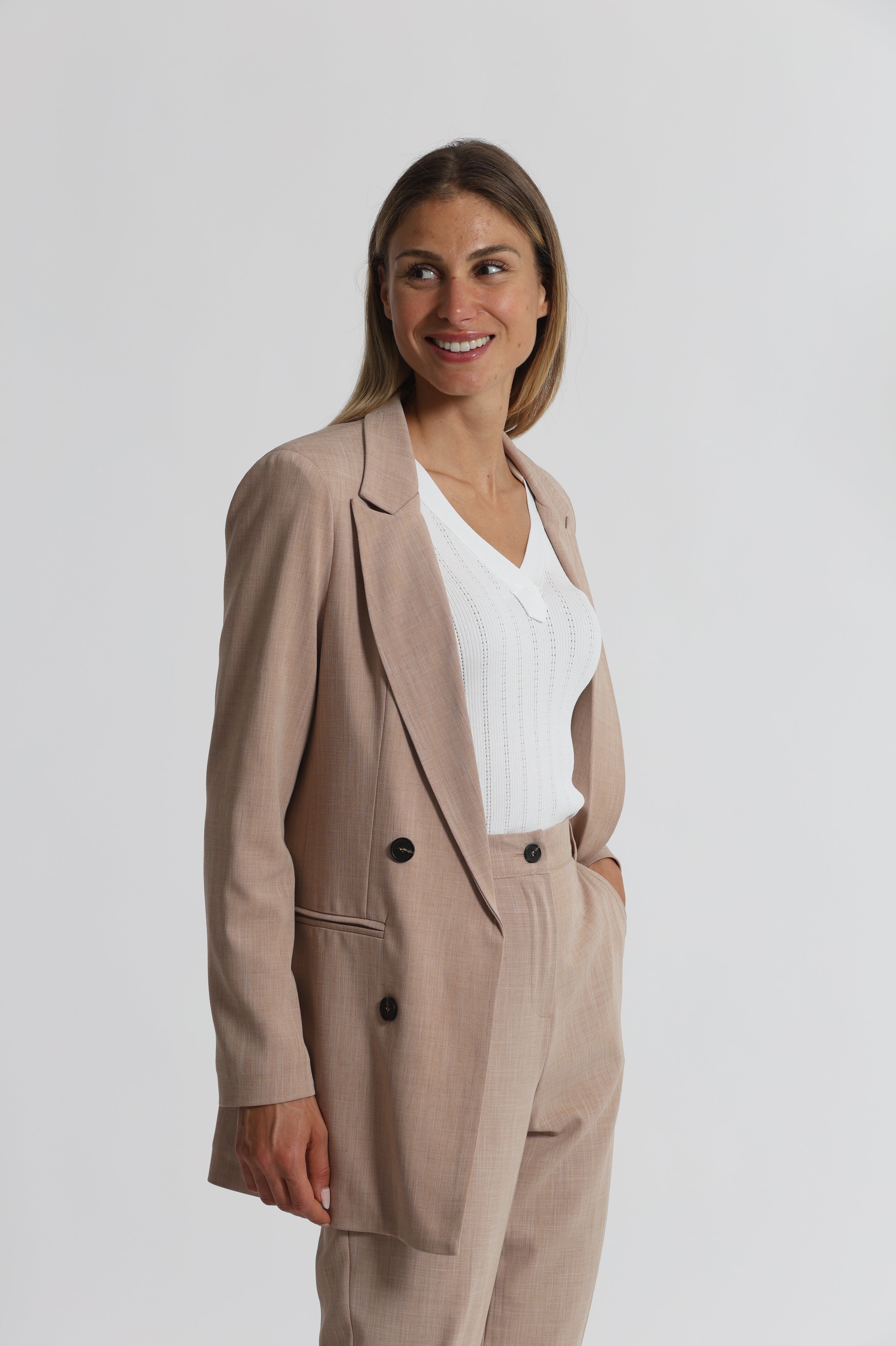 Mimi Mua Giacca Doppiopetto giacca beige classica