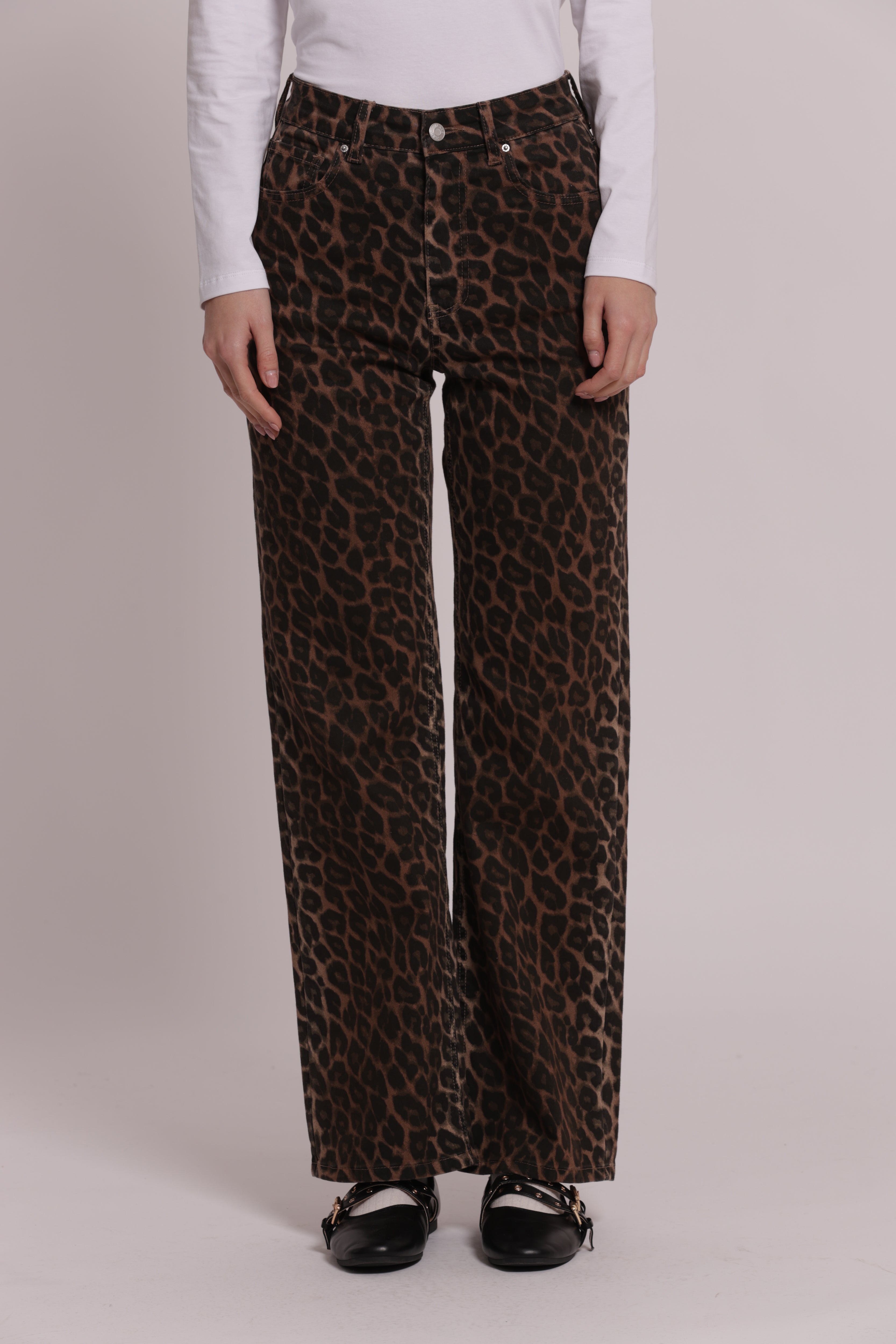 Mimi Mua Palazzo jeans animalier cammello