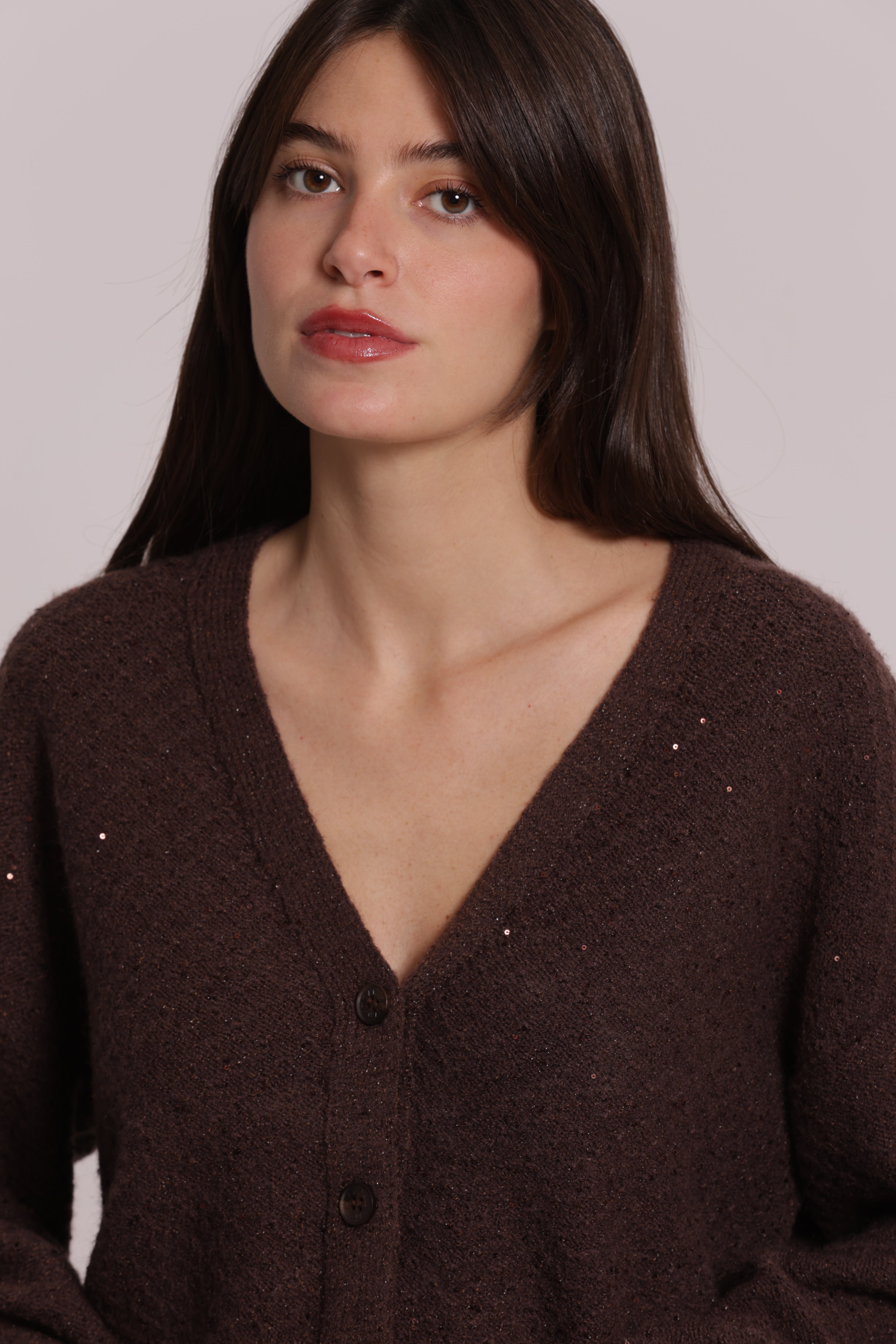 Mimi Mua Cardigan Maglia con Paillettes Nero