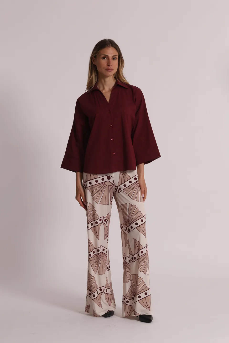 Mimi Mua Pantalone Ity Fantasia pantaloni panna elasticizzato