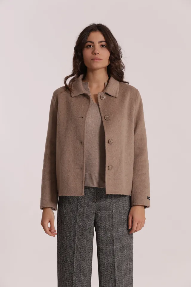 Mimi Mua Giacca cappotto corto nero lana