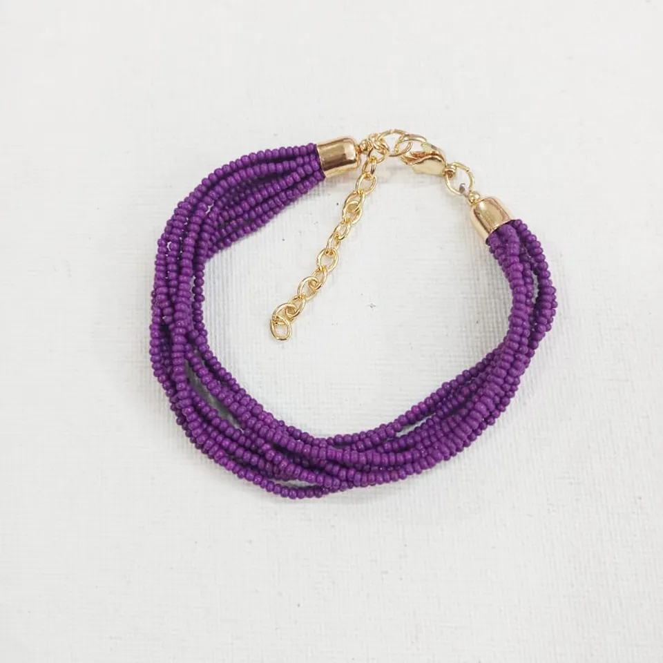 On Earth Aurora bracciale perline vetro viola 19 cm