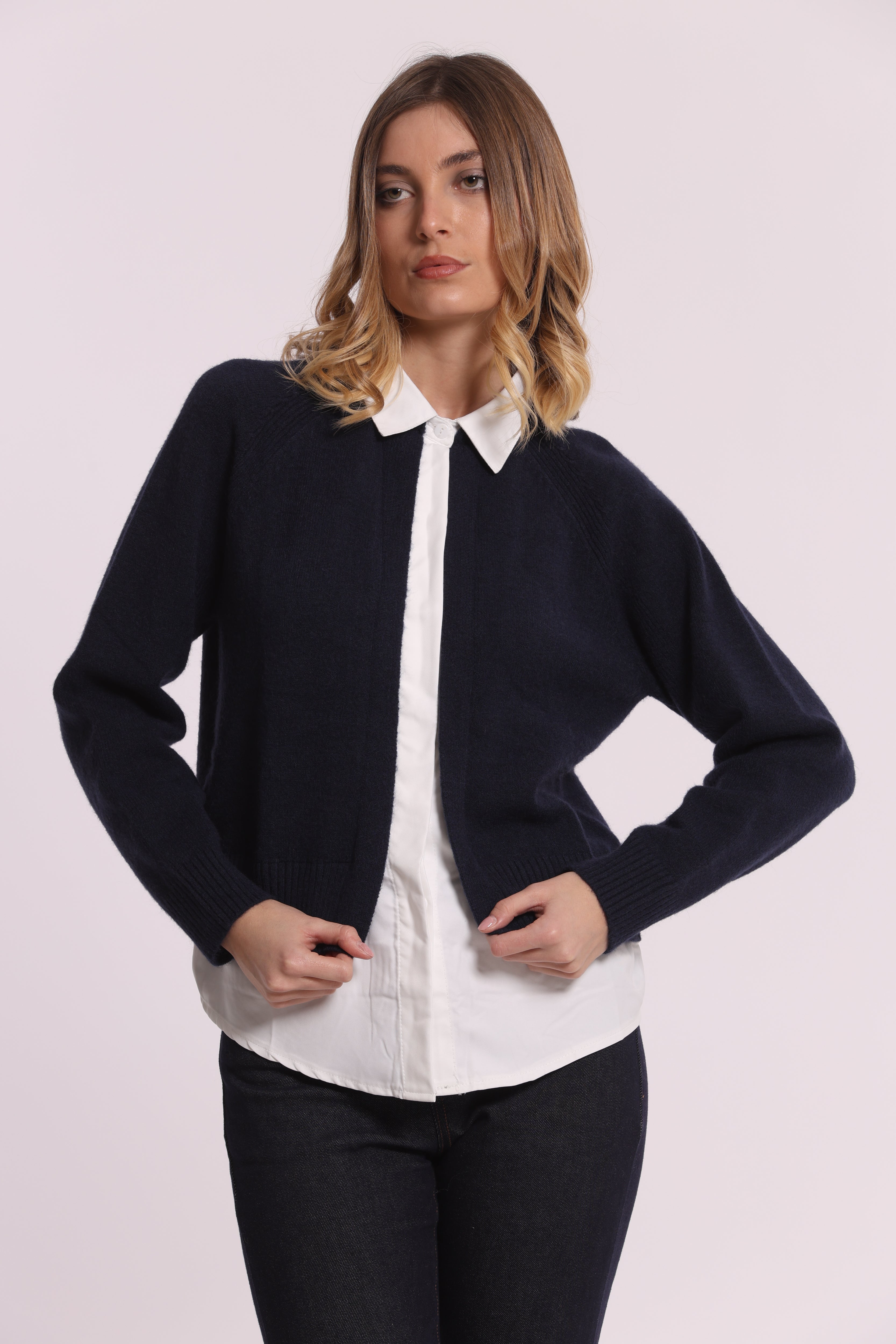 Mimi Mua Finta Camicia maglia nera lana