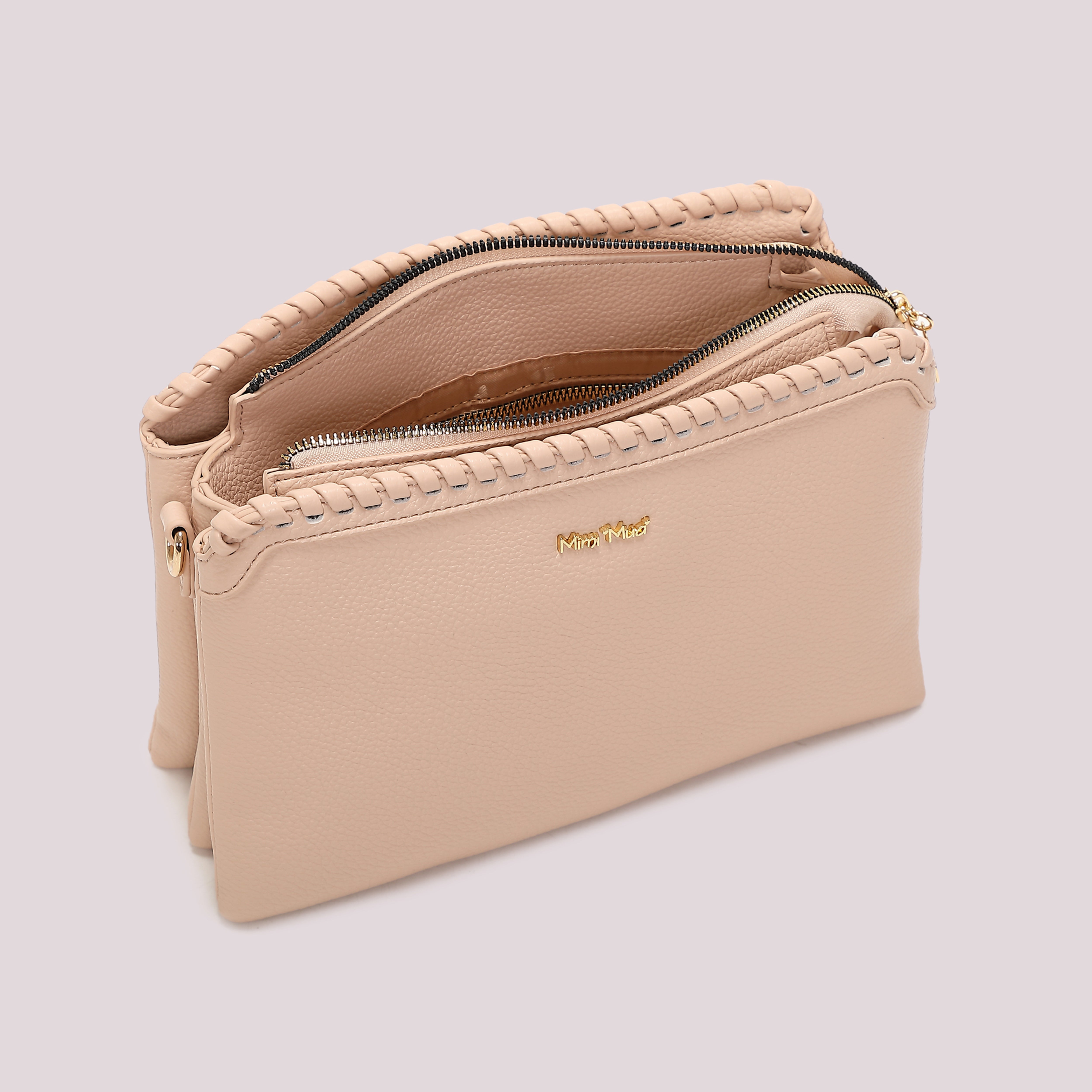 Mimi Mua Borsa a Tracolla con Bordo Intrecciato tracolla nero