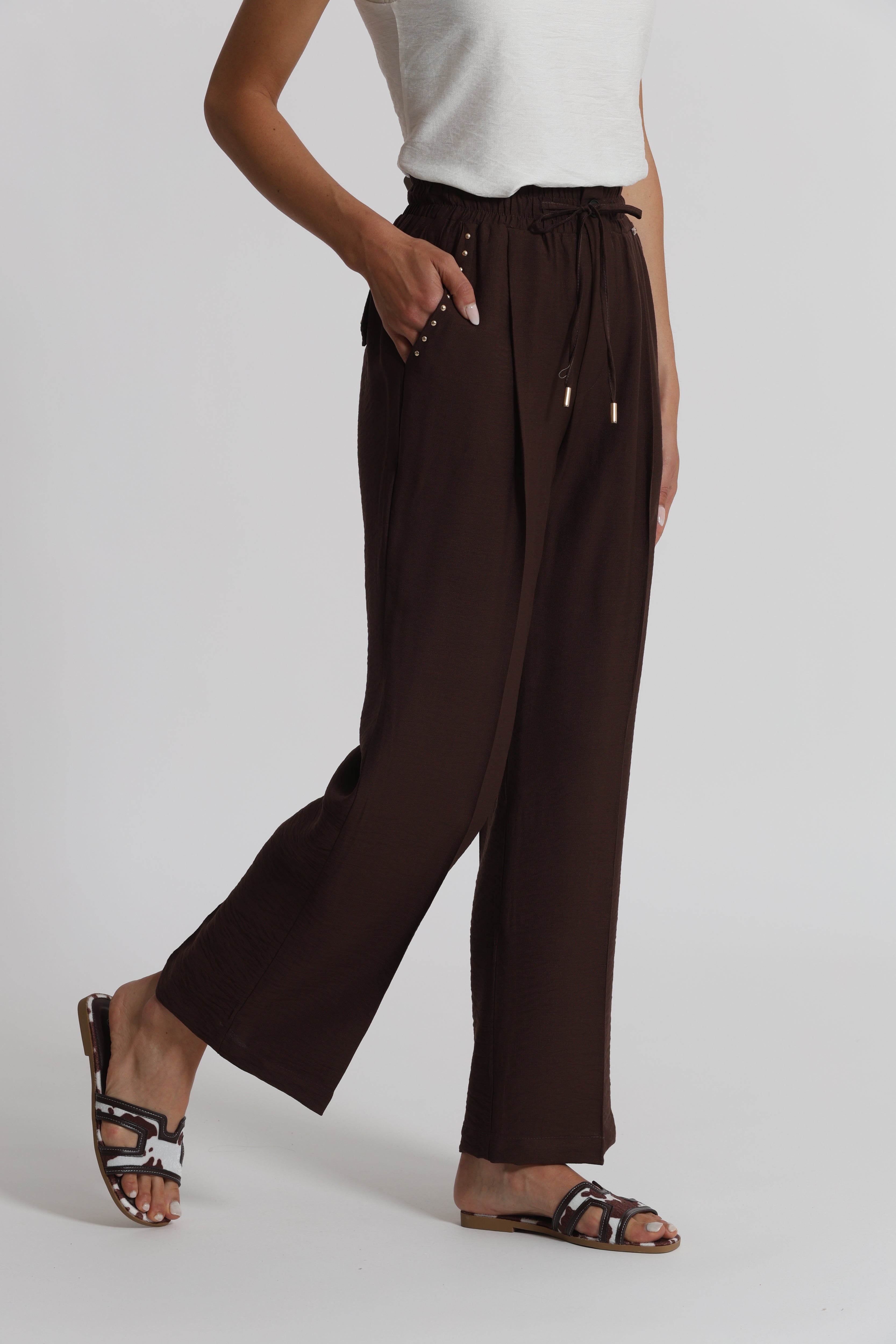 Mimi Mua pantalone con borchie bianco viscosa