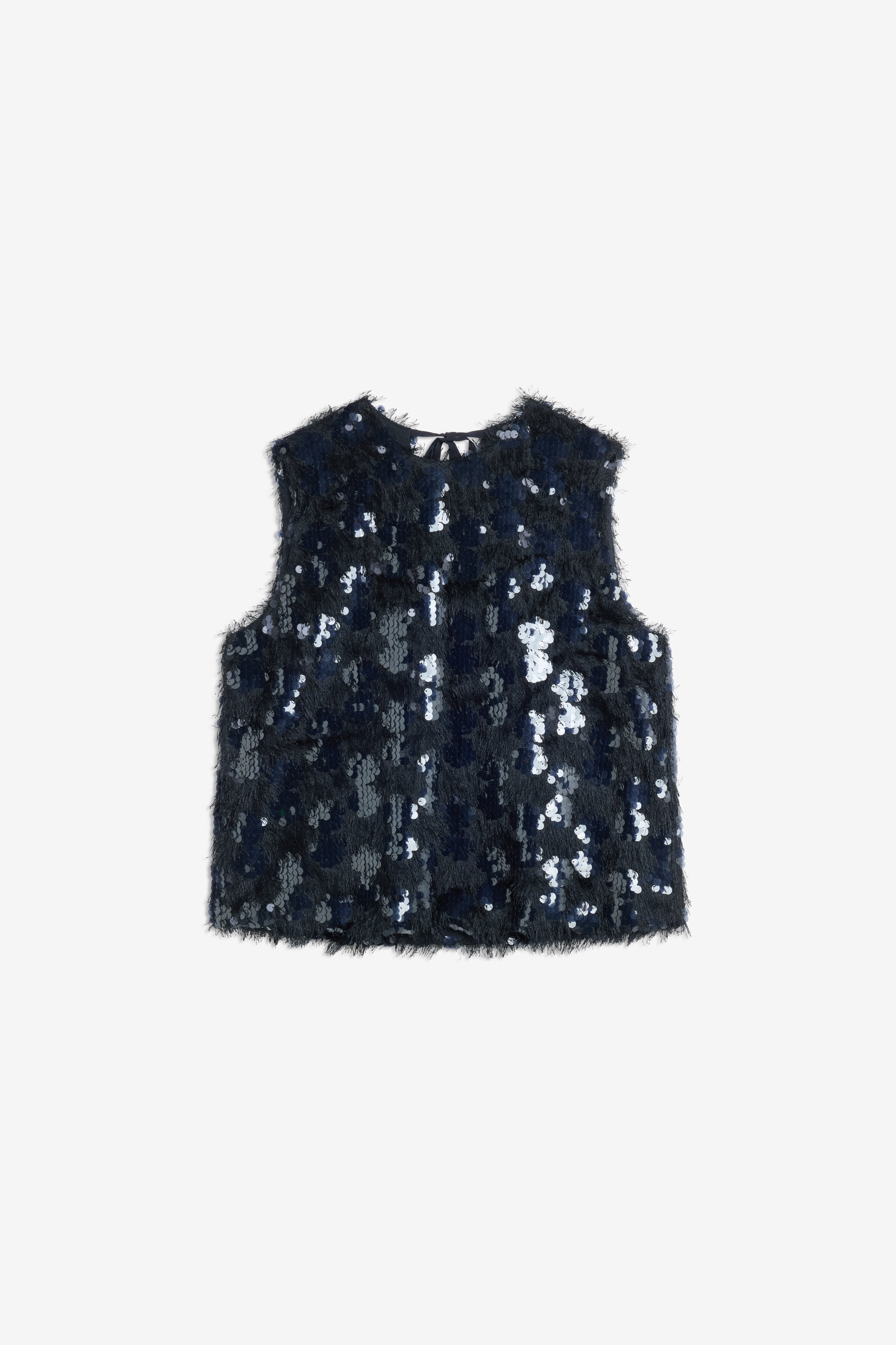 Semicouture Cara top paillettes blu notte girocollo