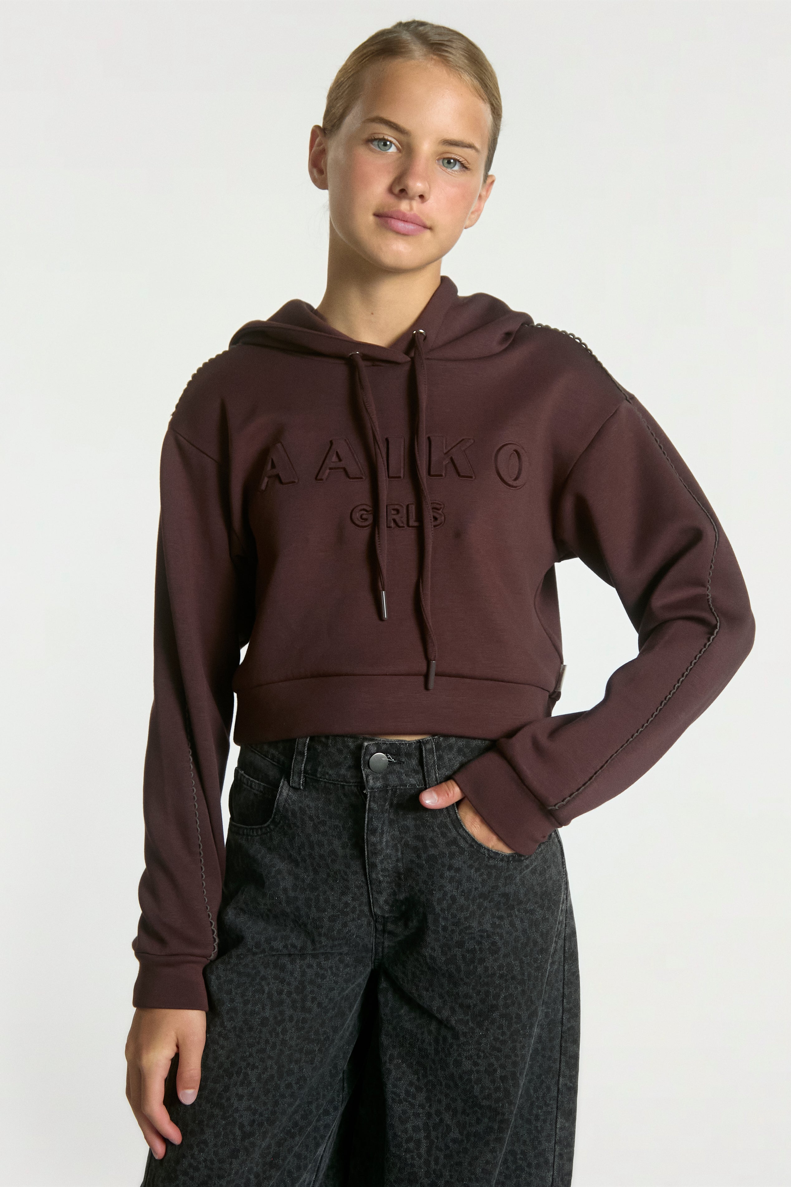 Aaiko Haylee felpa cappuccio marrone bambina