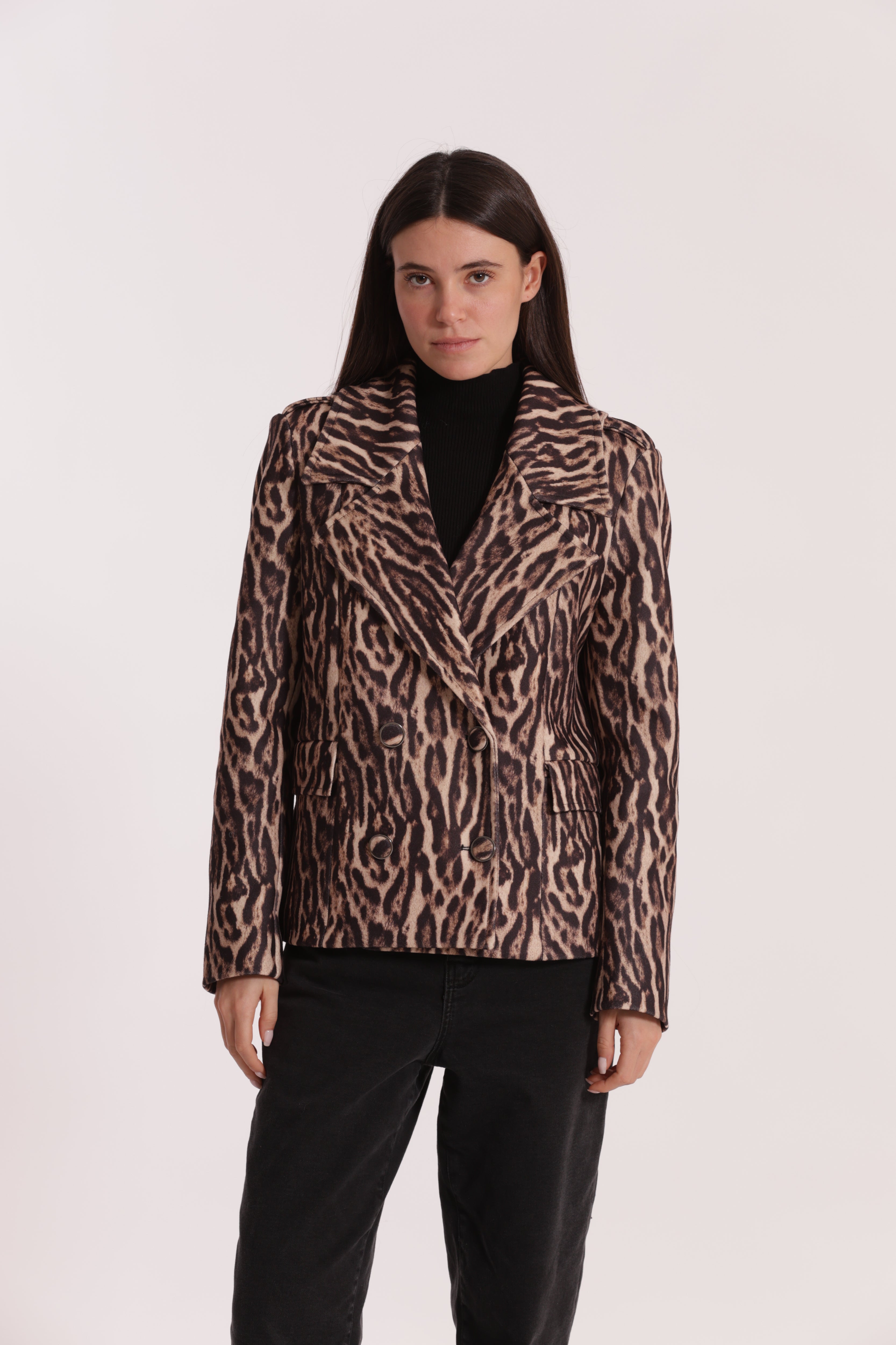 Mimi Mua Giaccone Animalier cappotto cammello maculato